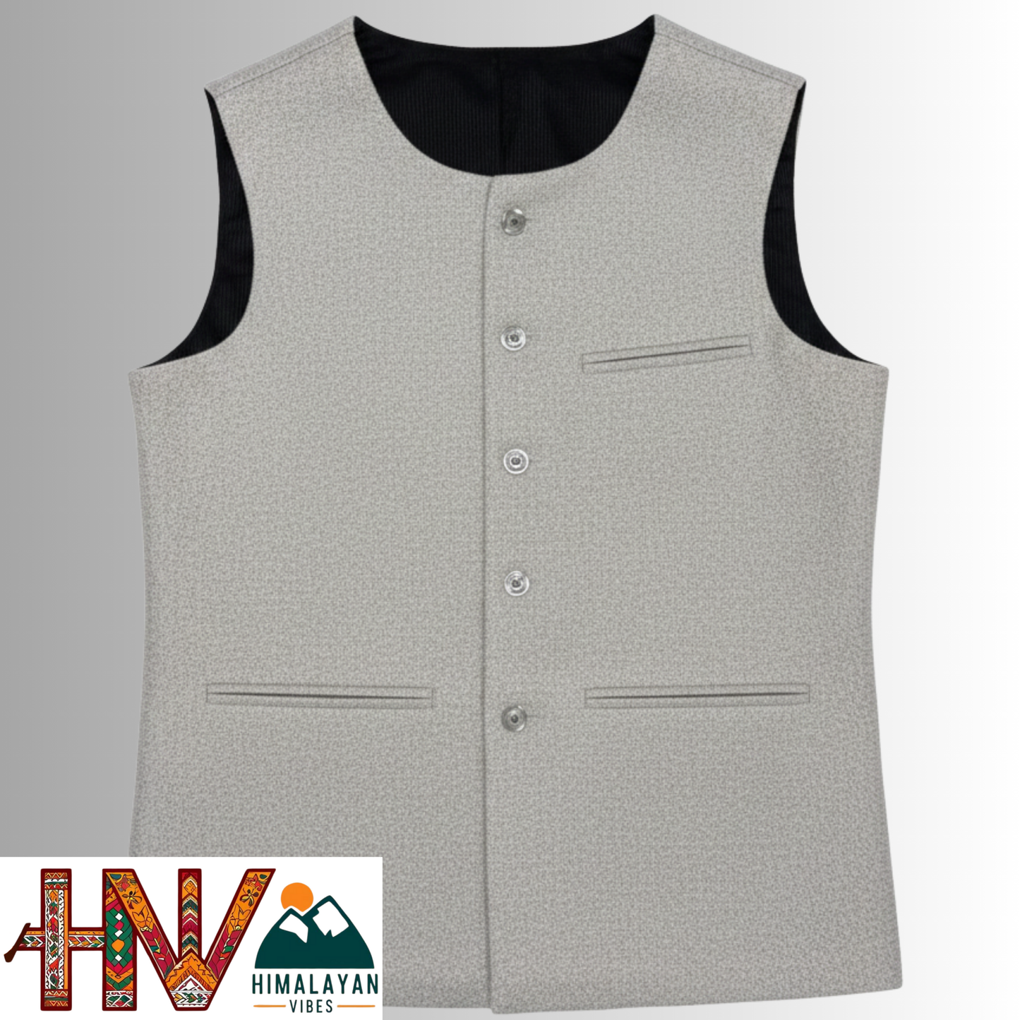 Himalayan Vibes Light Grey Women's Tweed Sadri - Sleeveless Nehru Jacket