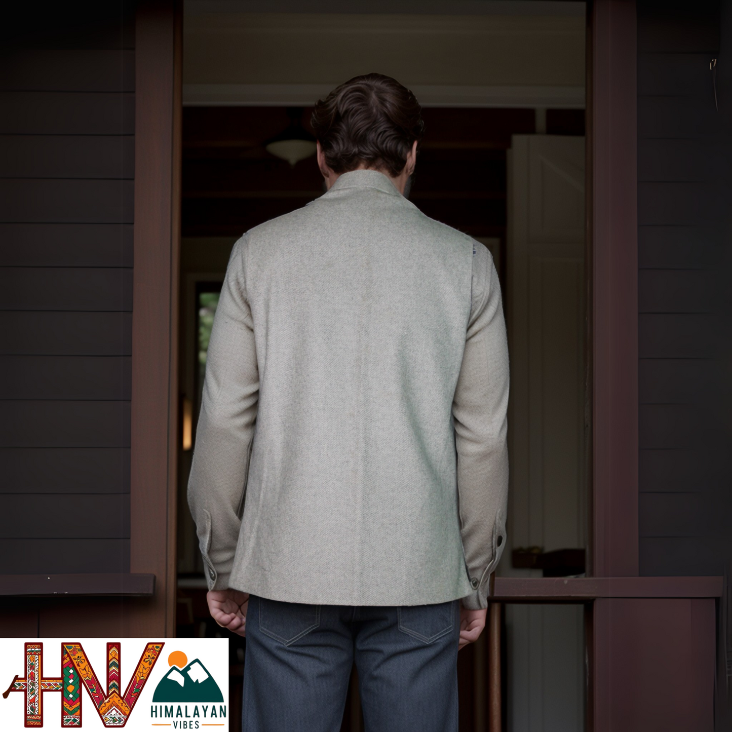 Handcrafted Grey Woolen Jacket for Men | Traditional Himachali Craft | Stylish Winter & Formal Wear