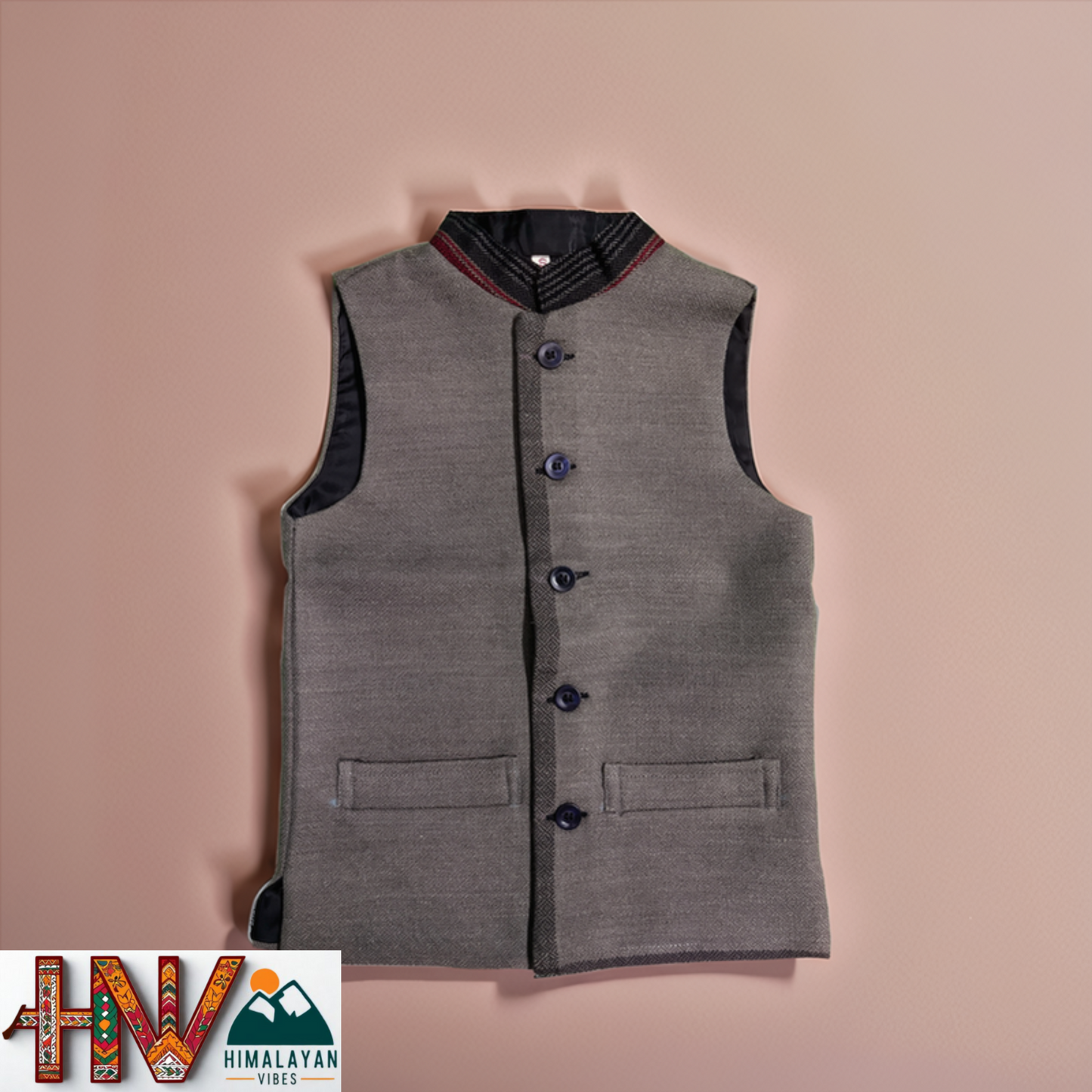 Handmade Dark Grey Woolen Jacket for Kids| Traditional Himachali Craft | Stylish Winter & Casual Wear