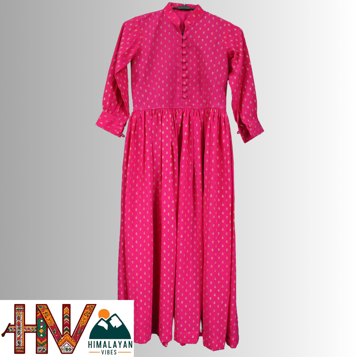 Himalayan Vibes Rani Pink Rejta For Kids – Traditional Himachali Dress for Summer & Winter | Handcrafted Elegance