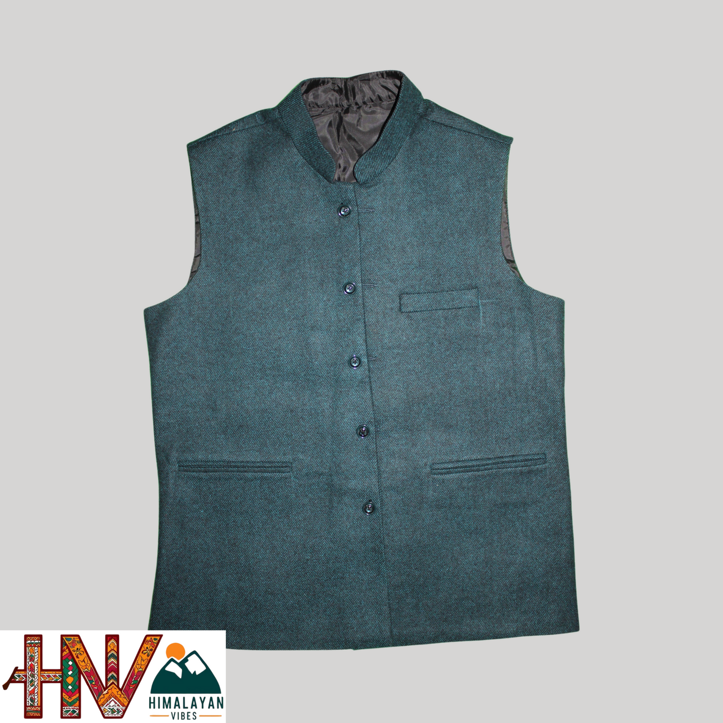 Handcrafted Blue Grey Woolen Jacket for Men | Traditional Himachali Craft | Stylish Winter & Formal Wear