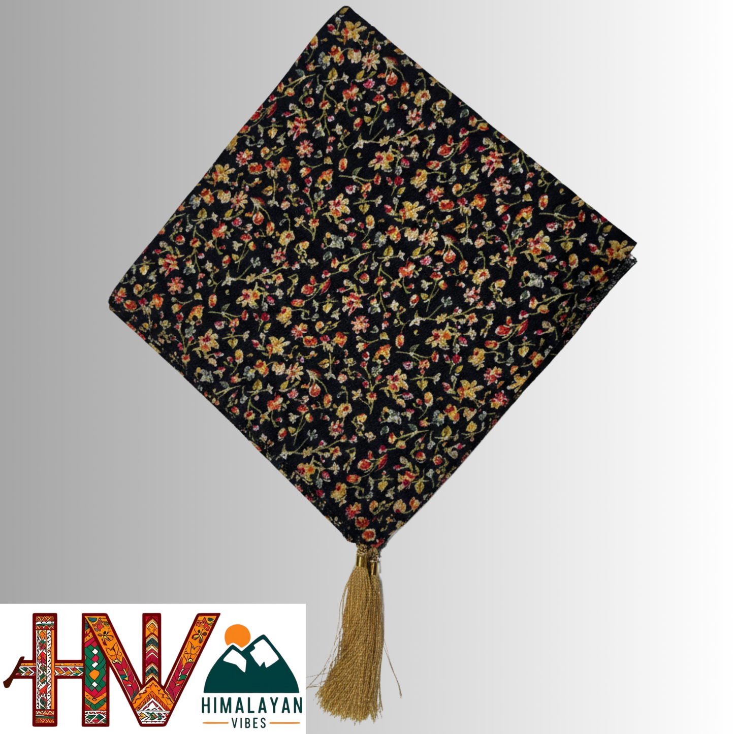 Traditional Himachali Dhatu - Premium Rayon Floral Headscarf with Tassels