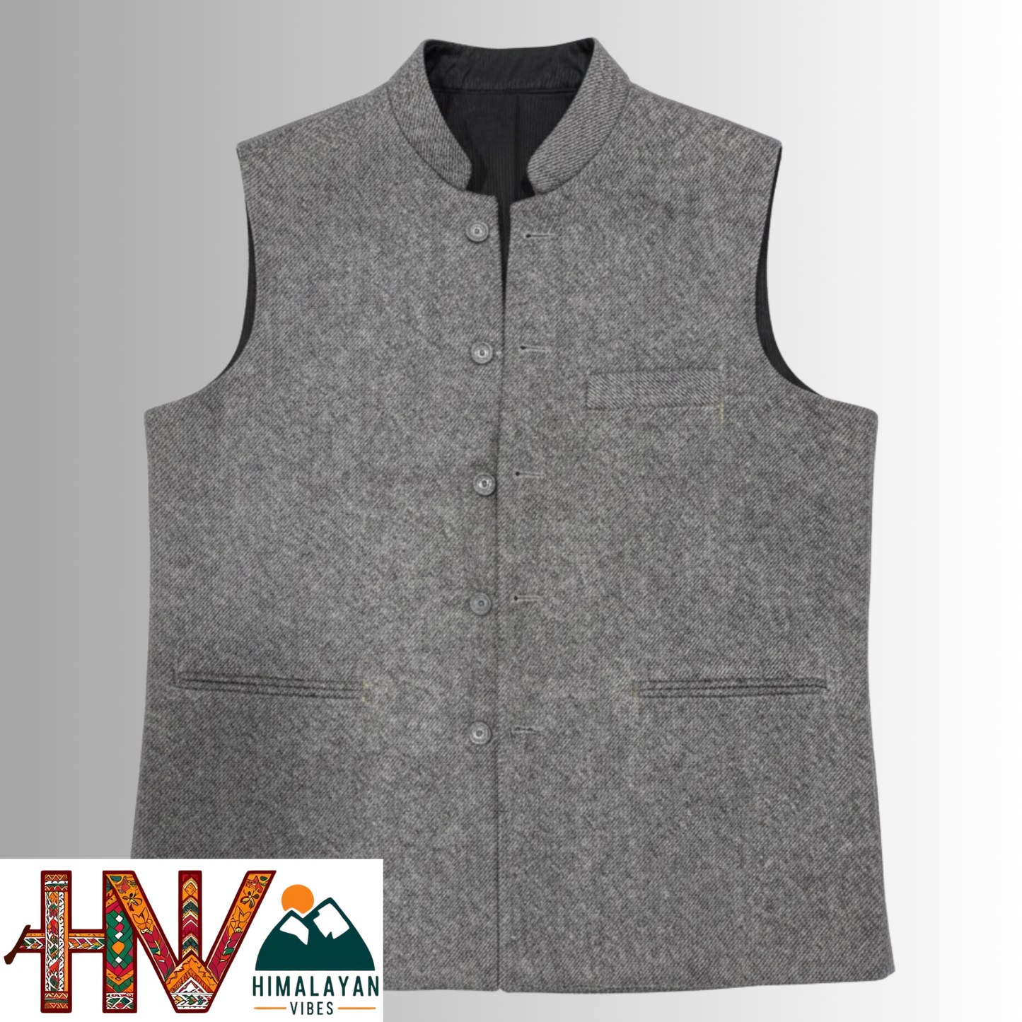 Handcrafted Dark Grey Woolen Jacket for Men | Traditional Himachali Craft | Stylish Winter & Formal Wear