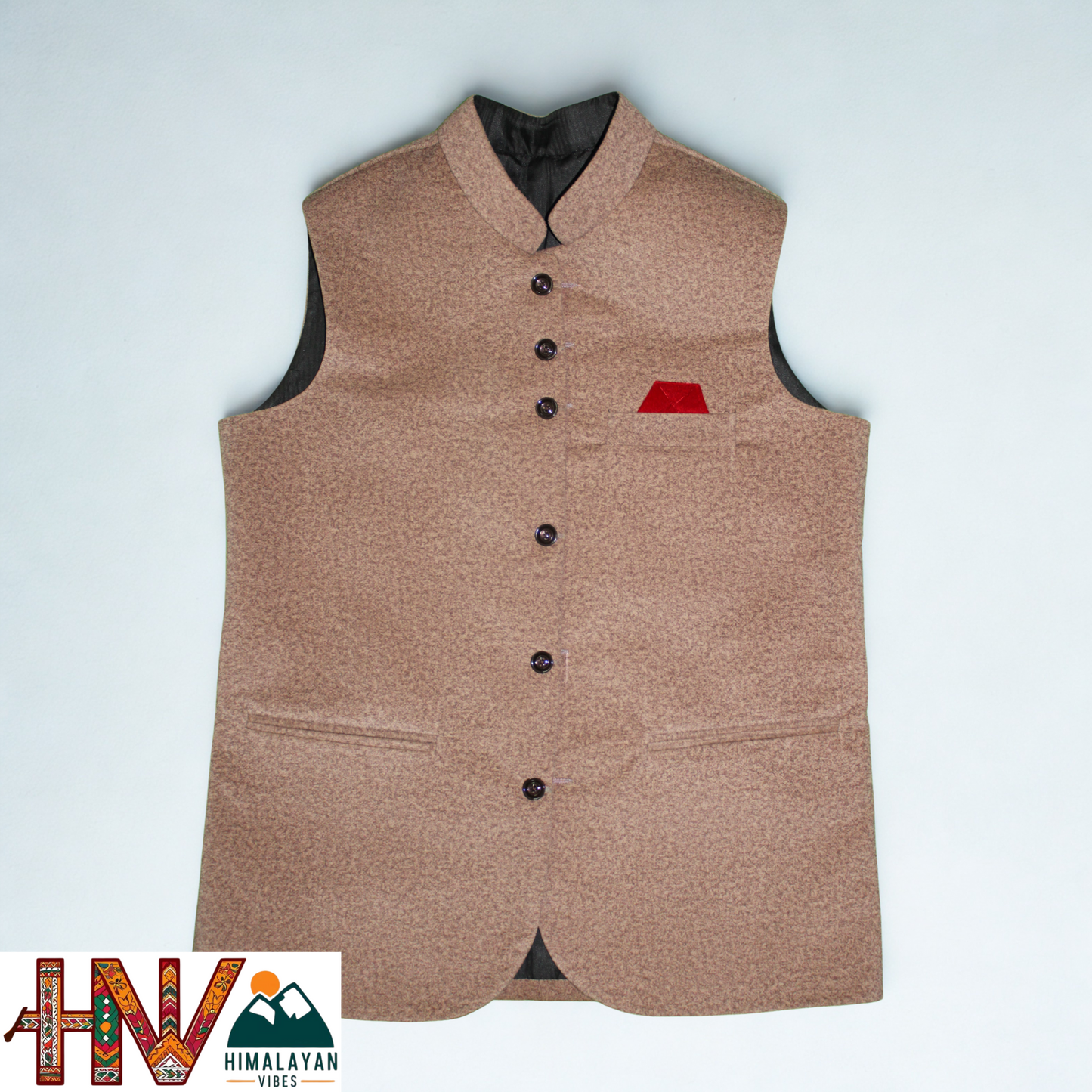 Trendy Sleeveless Brown Martin Jacket – Handcrafted in Himachal Pradesh | Occasion & Party Wear