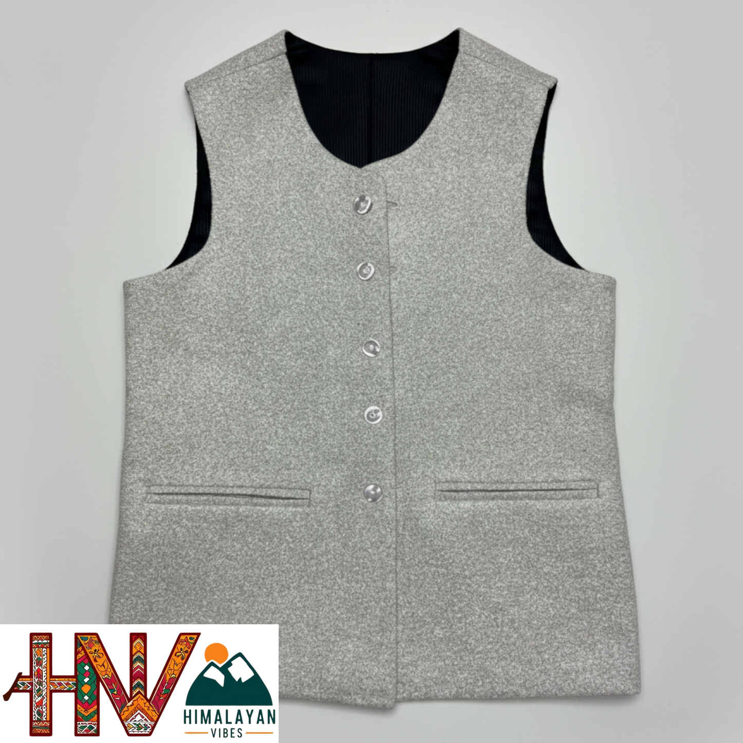 Himalayan Vibes Sage Green Women's Tweed Sadri - Sleeveless Nehru Jacket