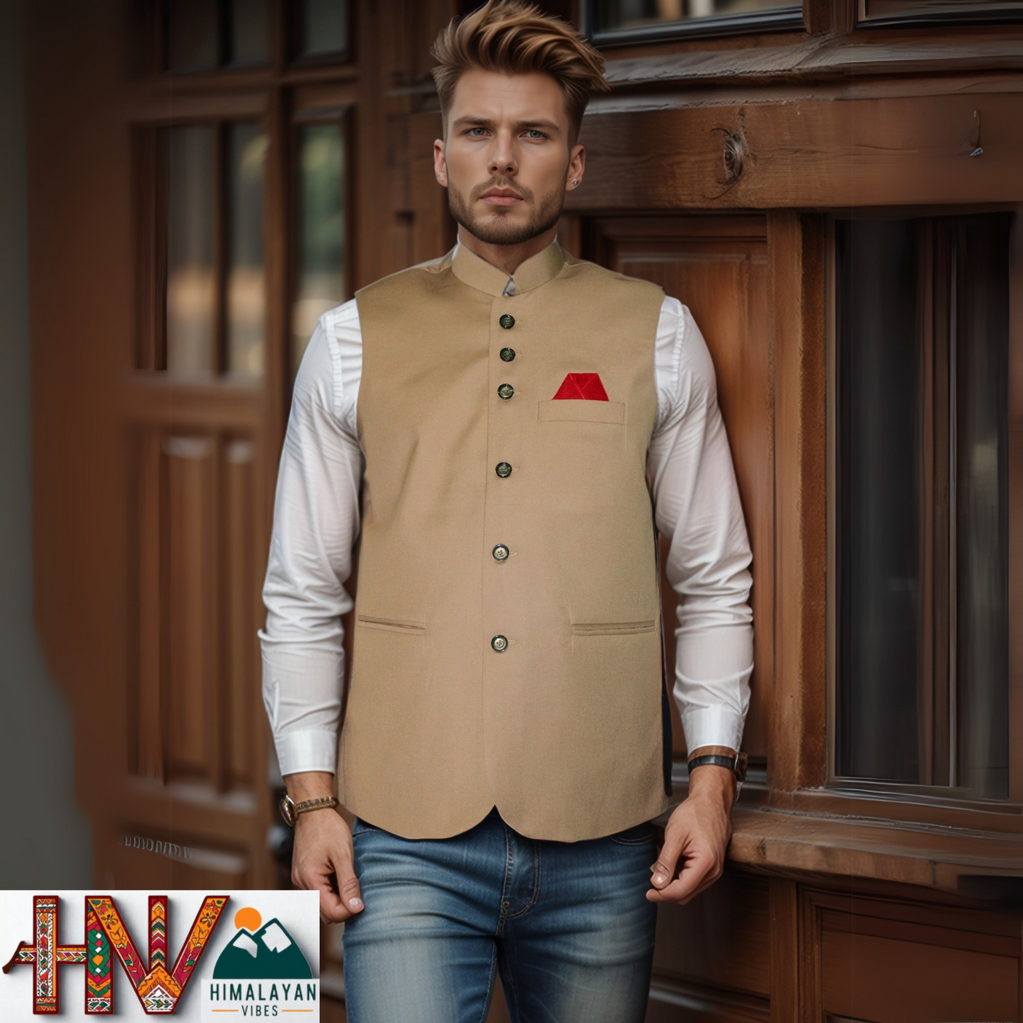 Himalayan Breeze Brown Sleeveless Jacket – Traditional Craft, Modern Style
