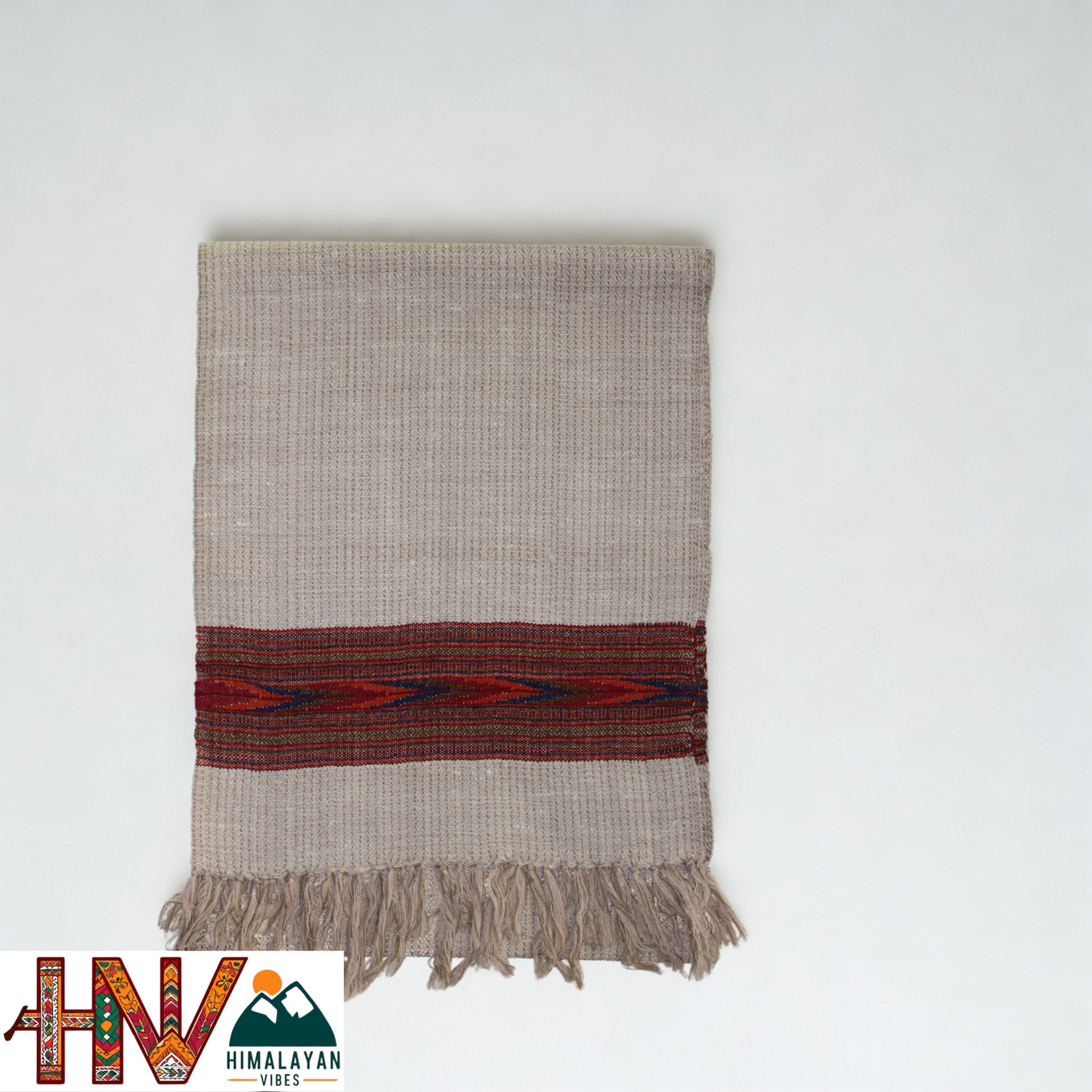 Traditional Kullu Handwoven Light brown Muffler – Soft, Durable & Warm Wool Scarf