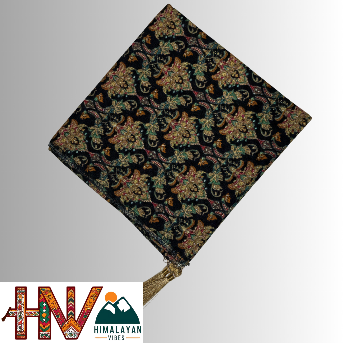 Himalayan Vibes Rayon Green Himachali Dhatu - Handcrafted Traditional Head Scarf from Himalayas