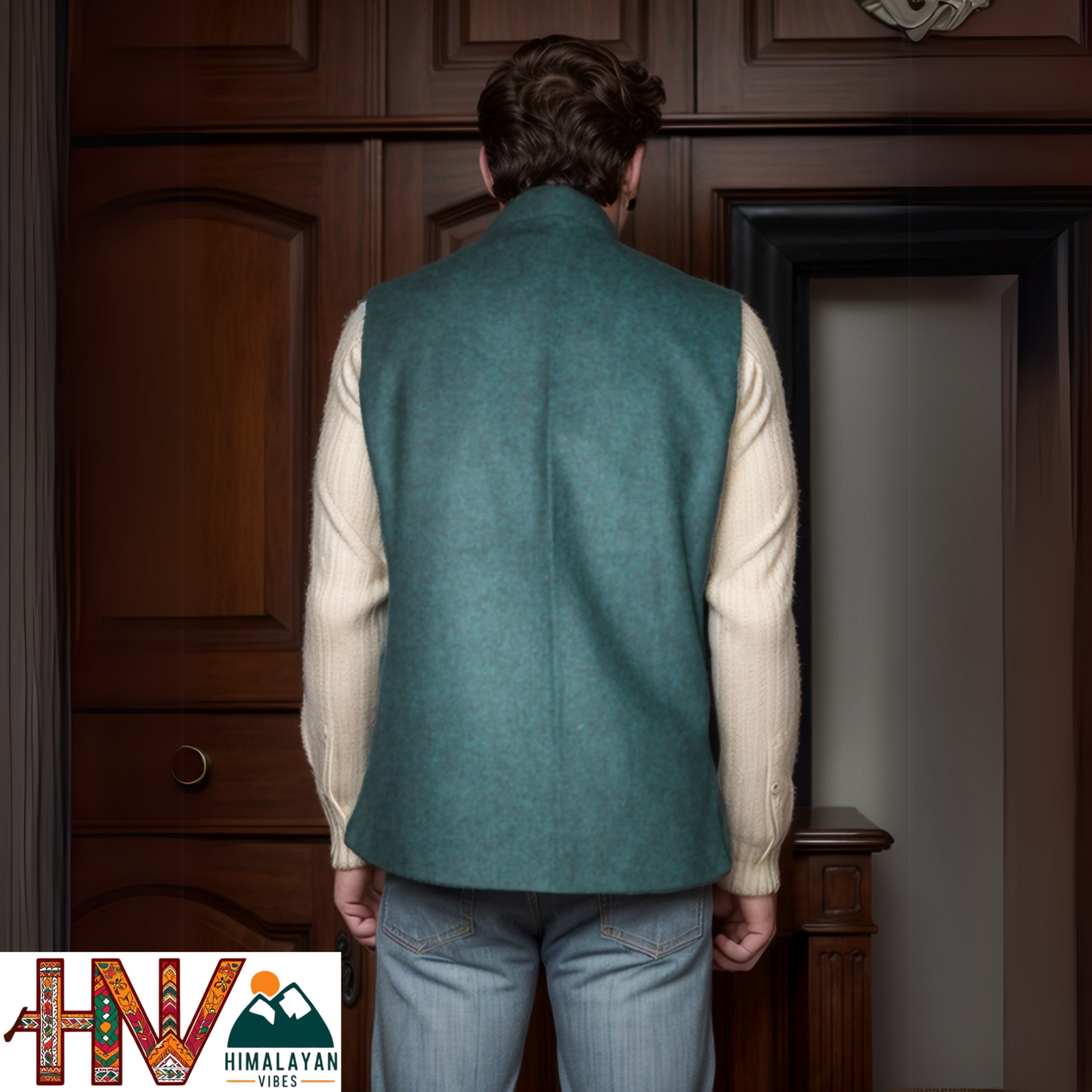 Handcrafted Blue Grey Woolen Jacket for Men | Traditional Himachali Craft | Stylish Winter & Formal Wear