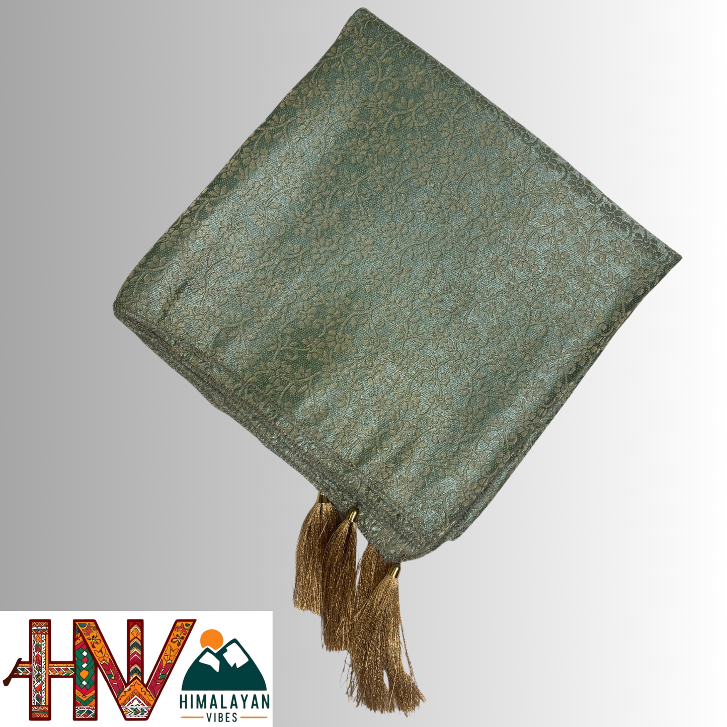 Himalayan Vibes Sea Green Brocade Sadri and Dhatu Combo