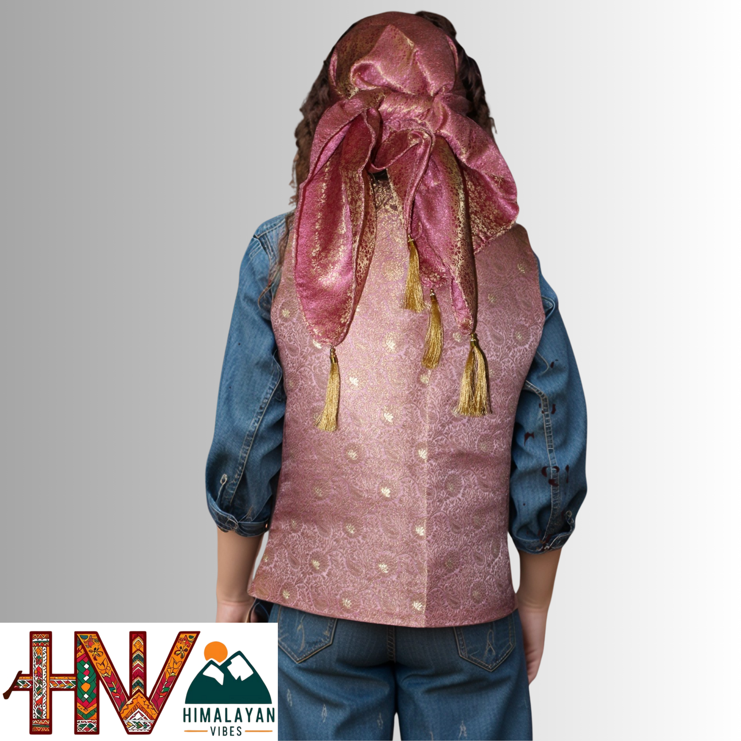 Himalayan Vibes Lavender Brocade Sadri and Dhatu Combo.