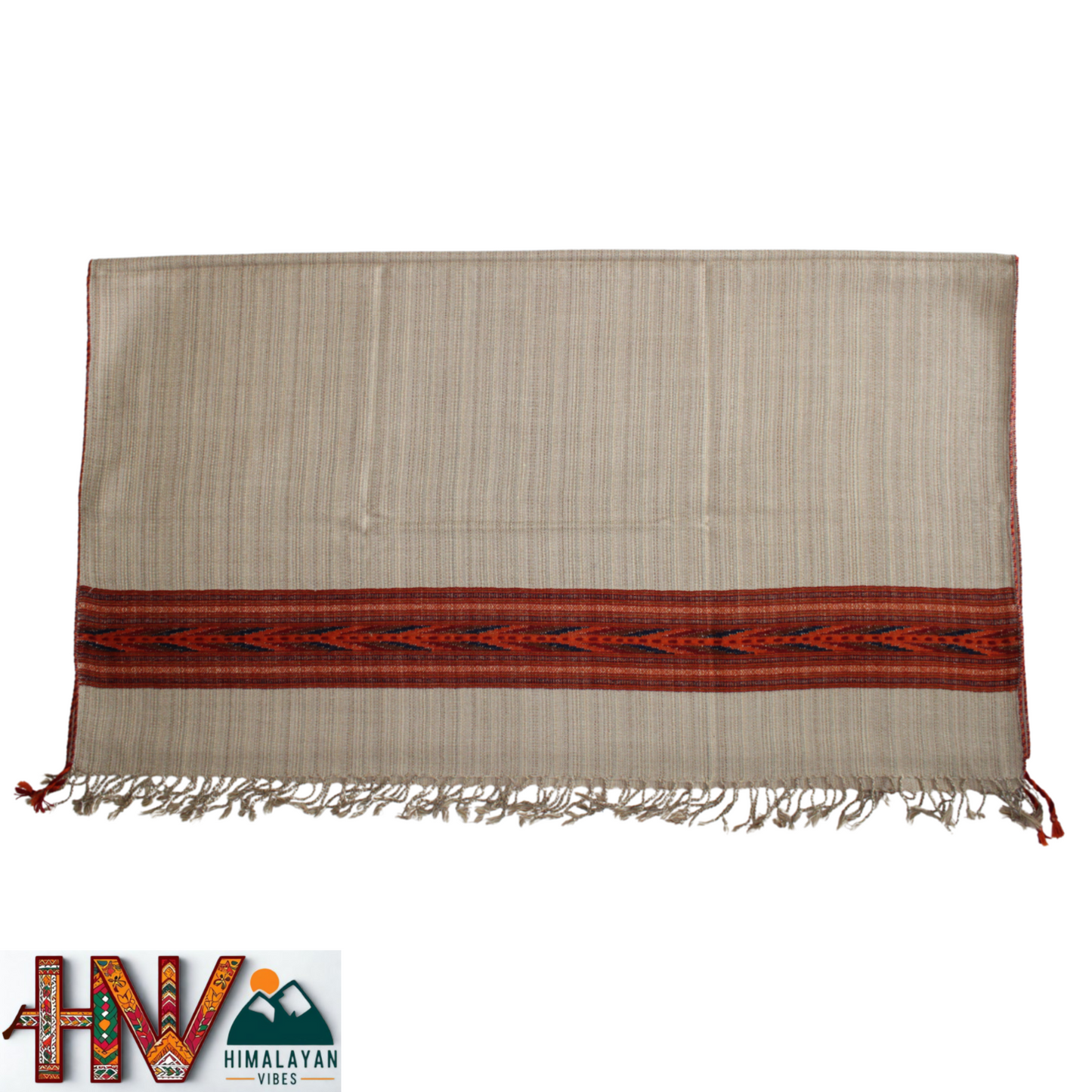 Handwoven Cloud grey Kullu Shawl – 100% Pure Sheep Wool with Traditional Himalayan Craftsmanship