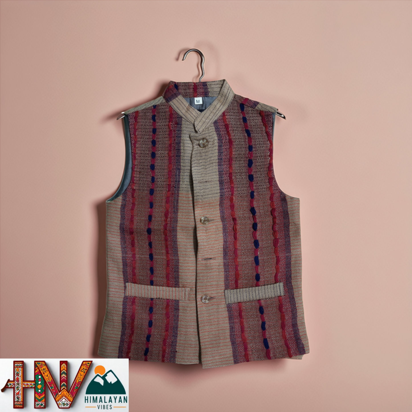 Handmade Brown & Red Woolen Jacket for Kids| Traditional Himachali Craft | Stylish Winter & Casual Wear