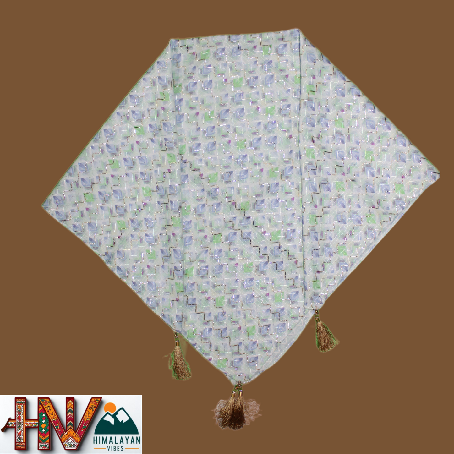 Authentic White Croatian-Inspired Dhatu - Traditional Himachali Hand-Crafted Head Scarf