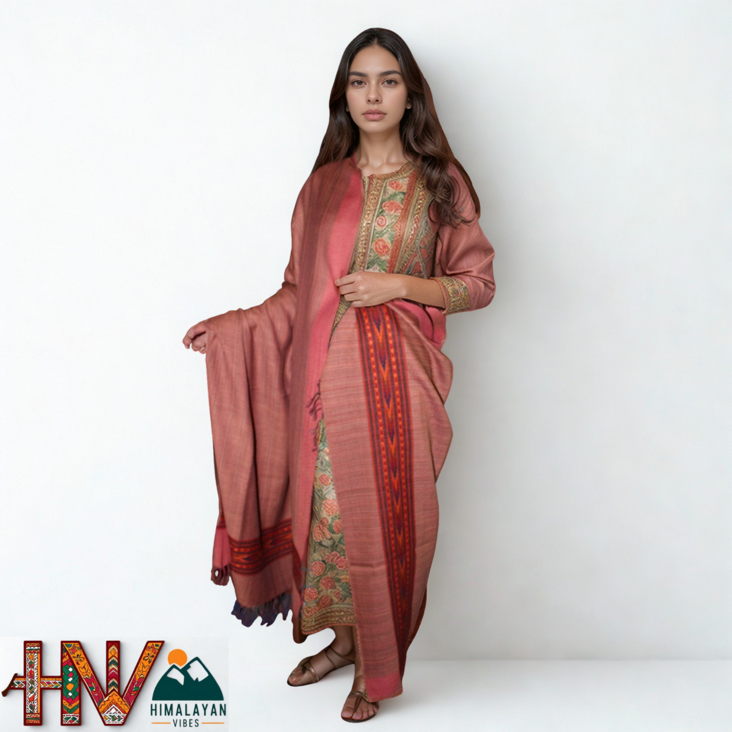 Handwoven Wine Red Kullu Shawl – 100% Pure Sheep Wool with Traditional Himalayan Craftsmanship