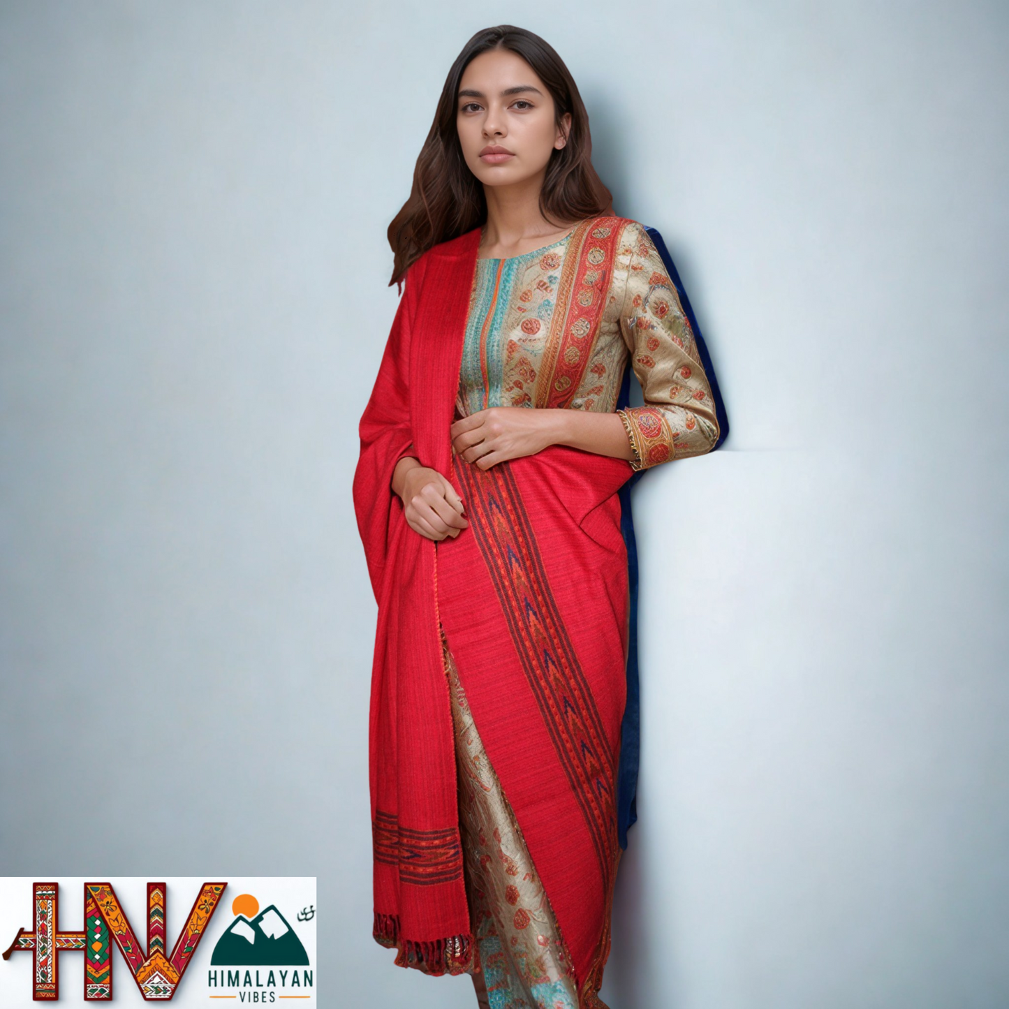 Handwoven Dark Red Kullu Shawl – 100% Pure Sheep Wool with Traditional Himalayan Craftsmanship