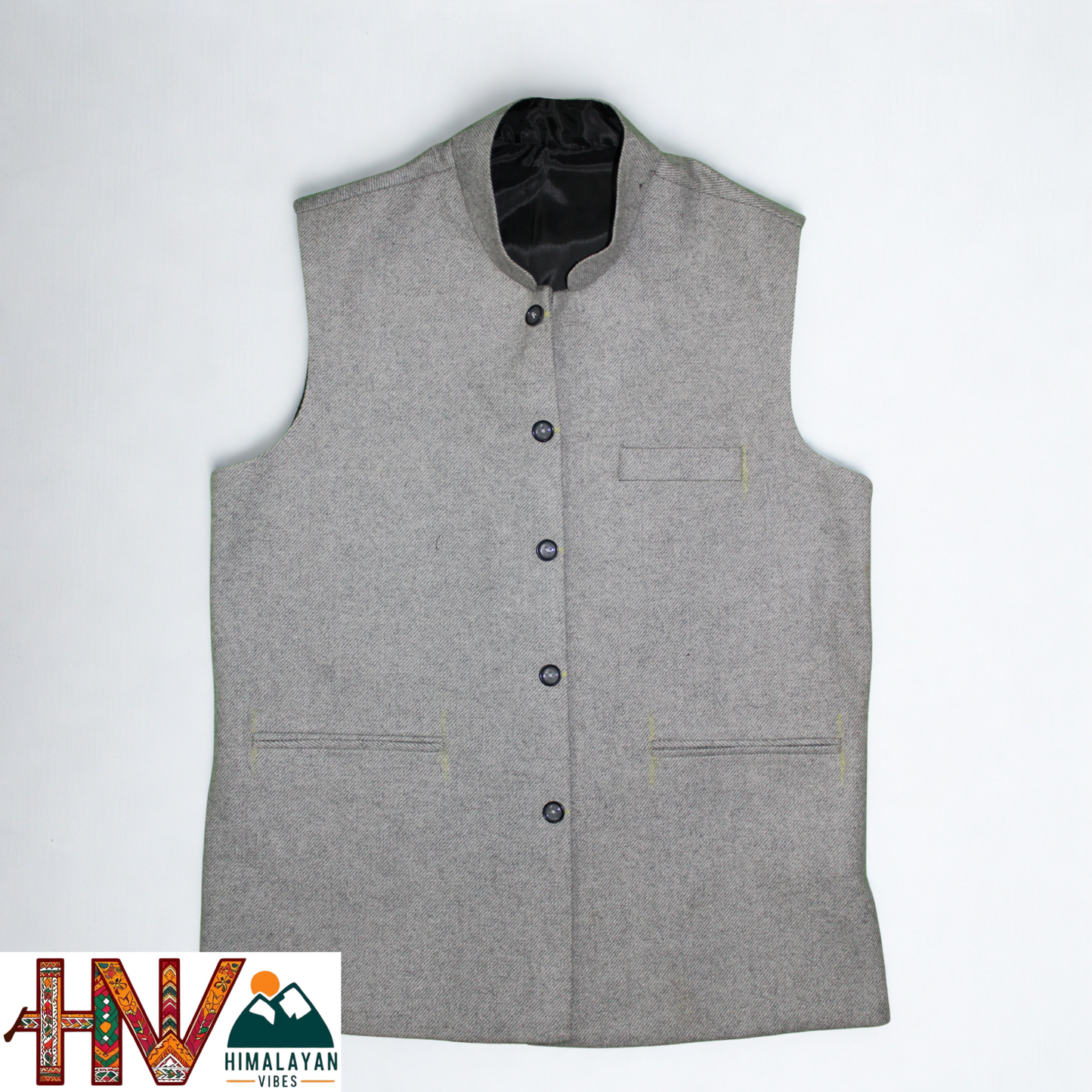 Handcrafted Grey Woolen Jacket for Men | Traditional Himachali Craft | Stylish Winter & Formal Wear