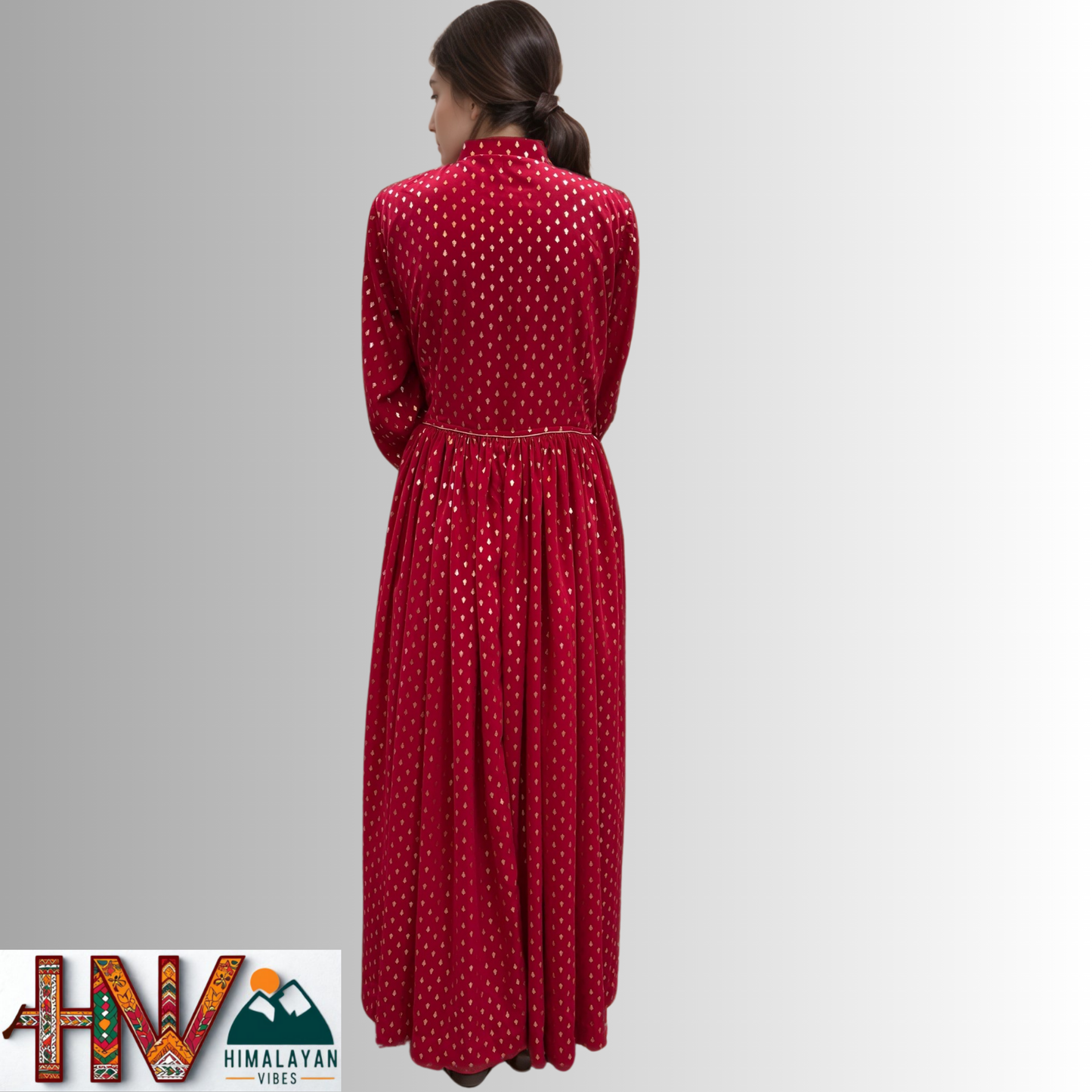 Himalayan Vibes Red Rejta – Traditional Himachali Dress for Summer & Winter | Handcrafted Elegance"