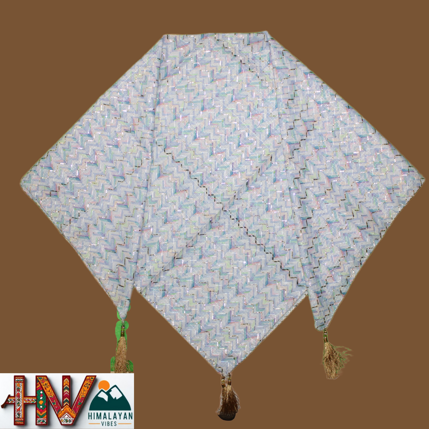 Authentic off White Croatian-Inspired Dhatu - Traditional Himachali Hand-Crafted Head Scarf