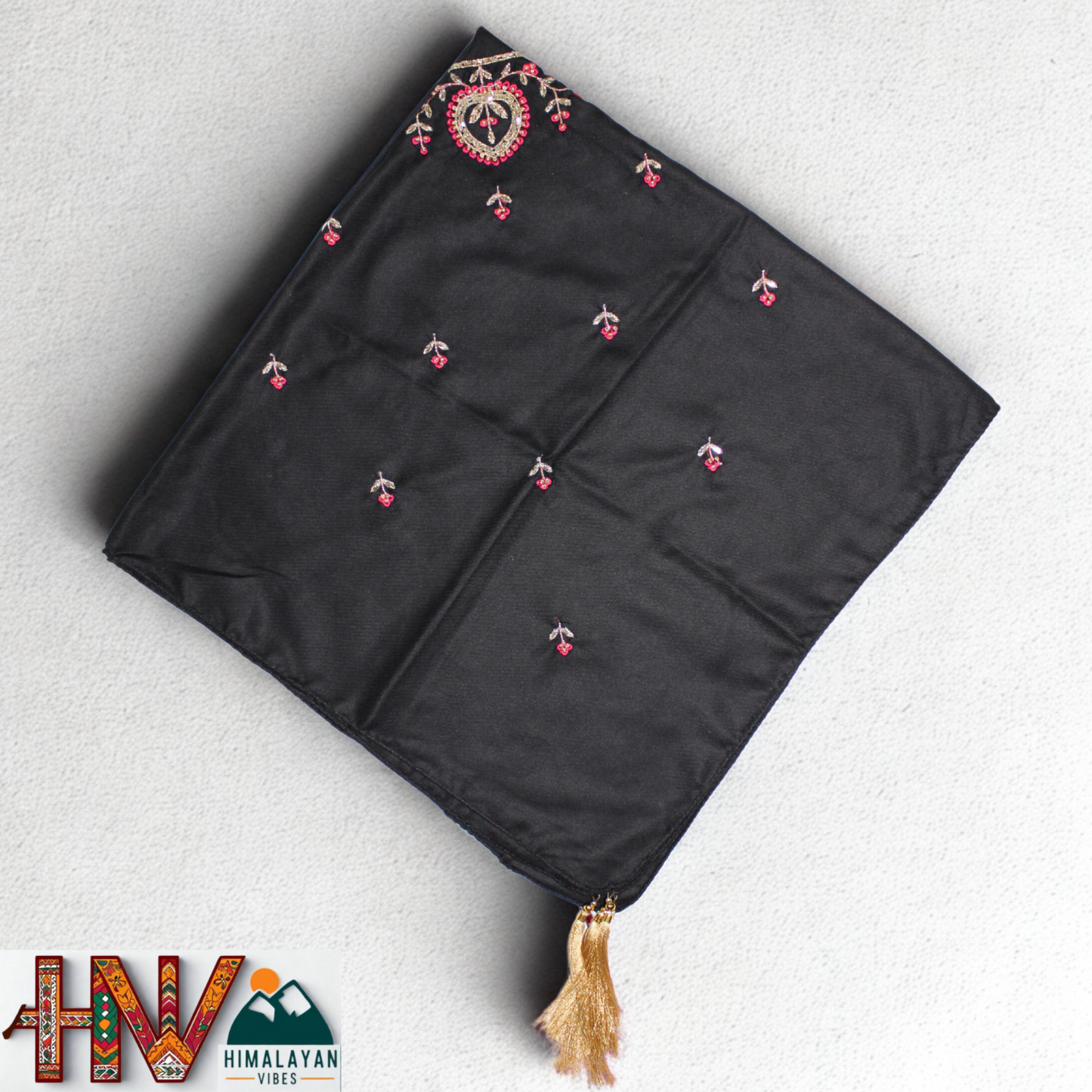 Black Embroidered Sadri & Black Dhatu with Red embroidery Combo
