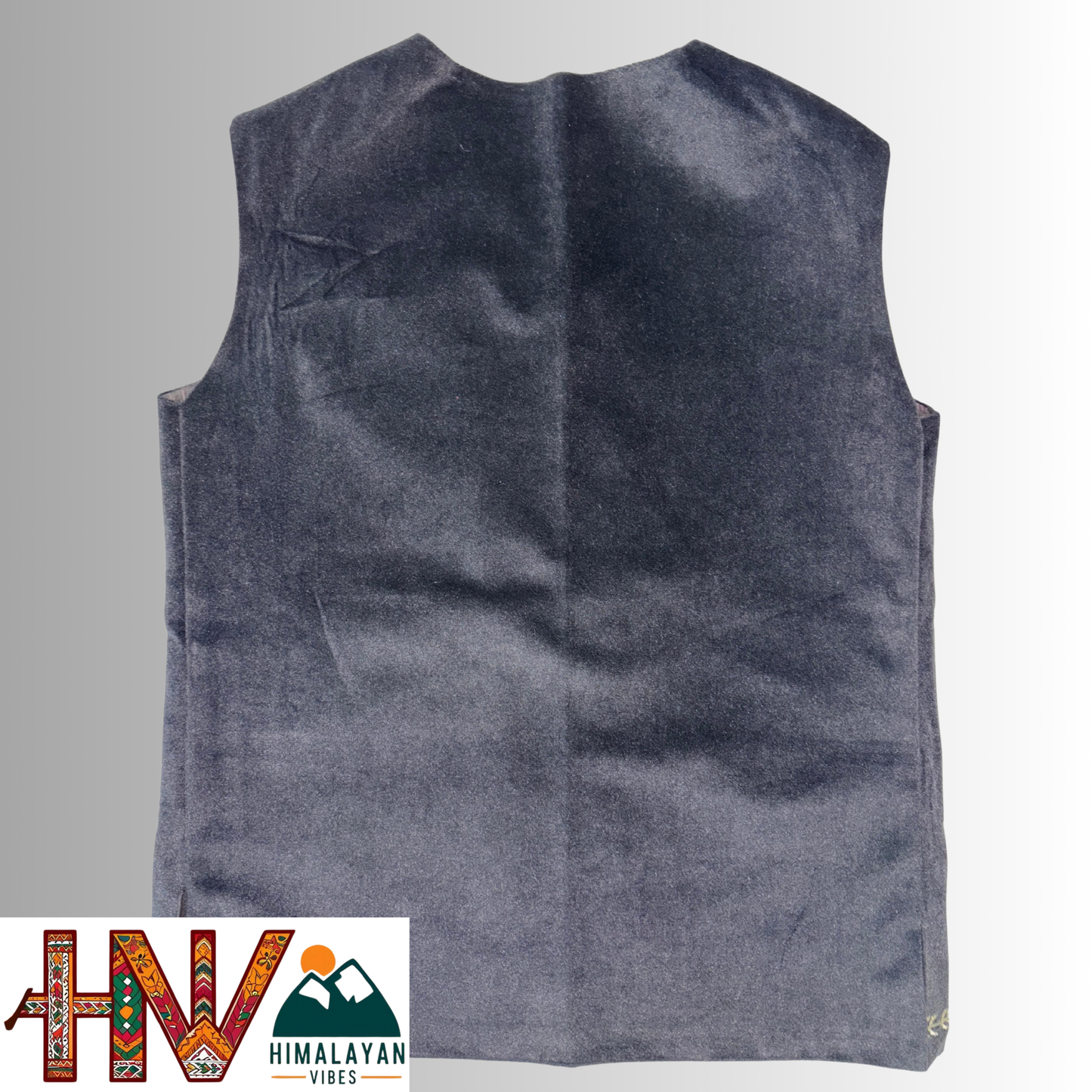 Handcrafted-Simple Embroidered Black Himachali Sadri (Jacket) for Women - Martin Fabric Ethnic Half Jacket with Pockets