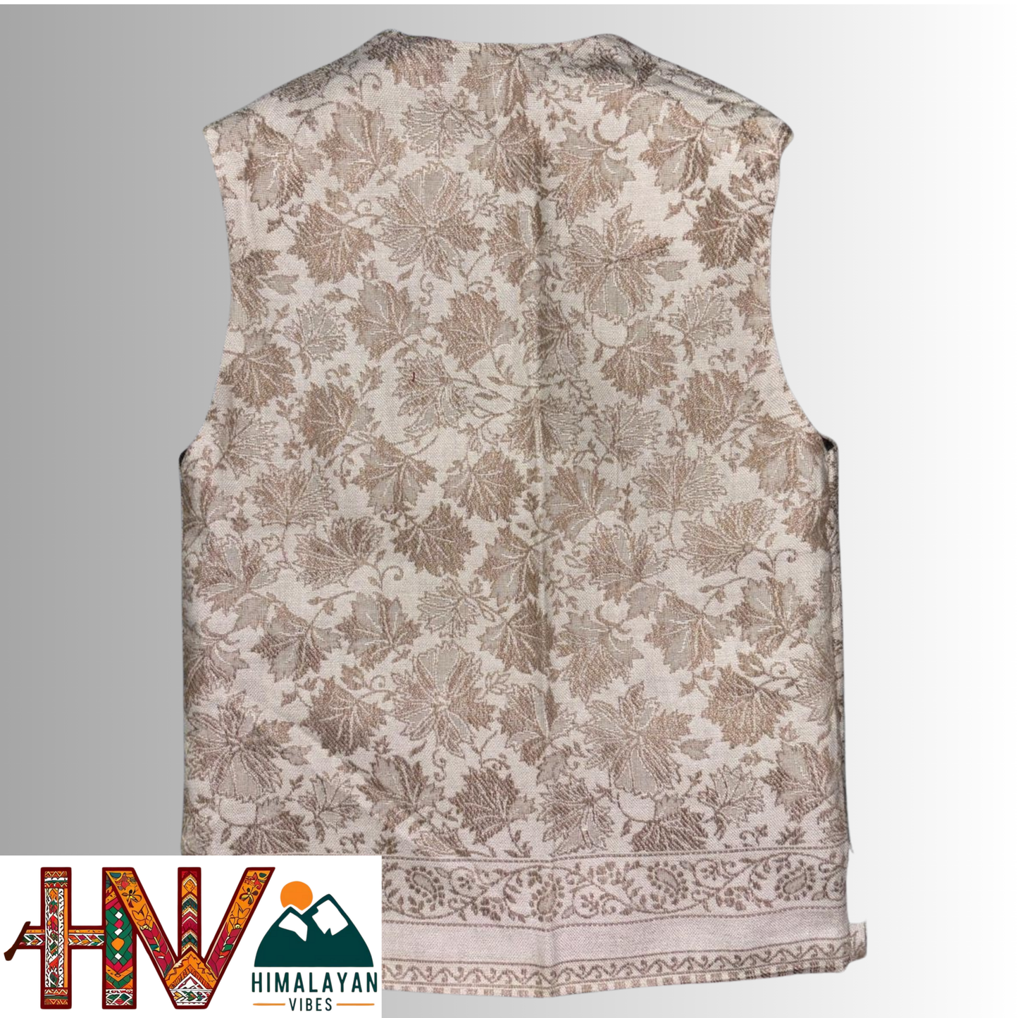 Kids Shawl White Color Himachali Sadri with Leaf pattern – Traditional Waistcoat by Himalayan Vibes