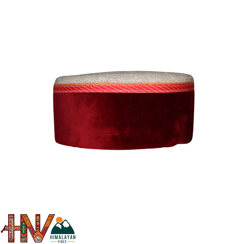Maroon Himachali Cap - Bushehri Style