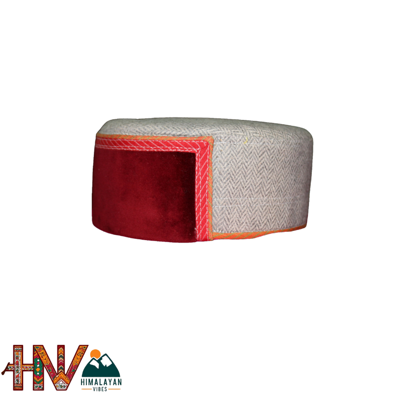 Maroon Himachali Cap - Bushehri Style