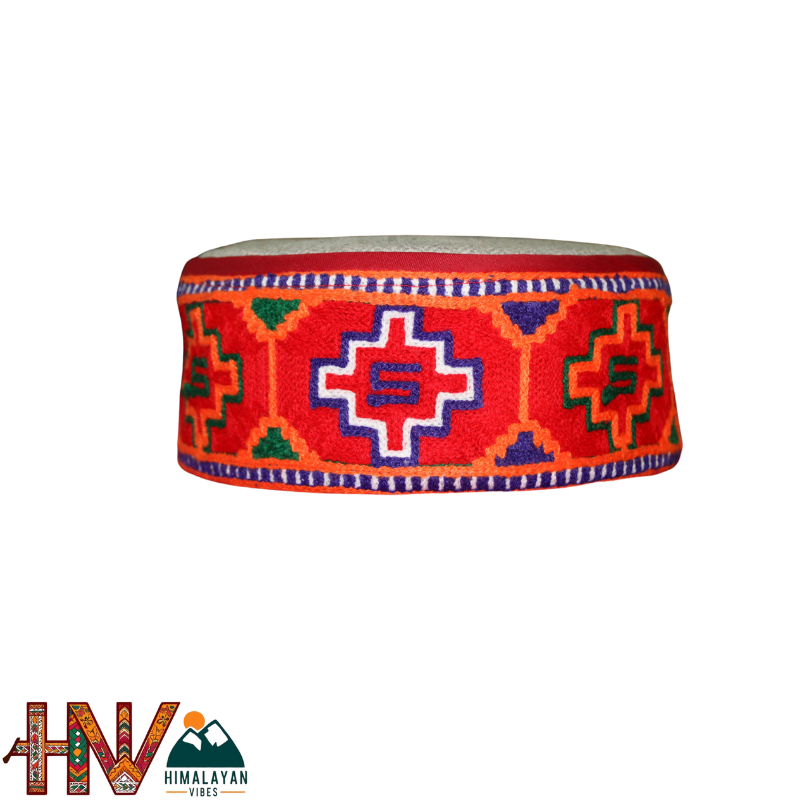 Authentic Kullu Cap - Handwoven Woolen Himachali Topi with Traditional Embroidery