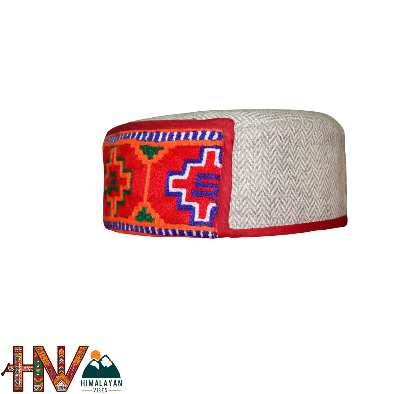 Authentic Kullu Cap - Handwoven Woolen Himachali Topi with Traditional Embroidery