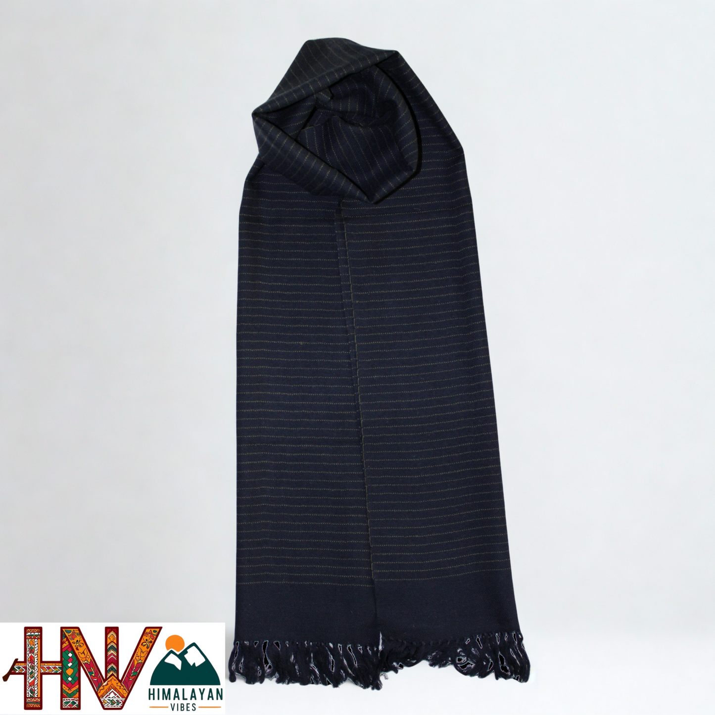 Traditional Kullu Handwoven Blue Muffler – Soft, Durable & Warm Wool Scarf