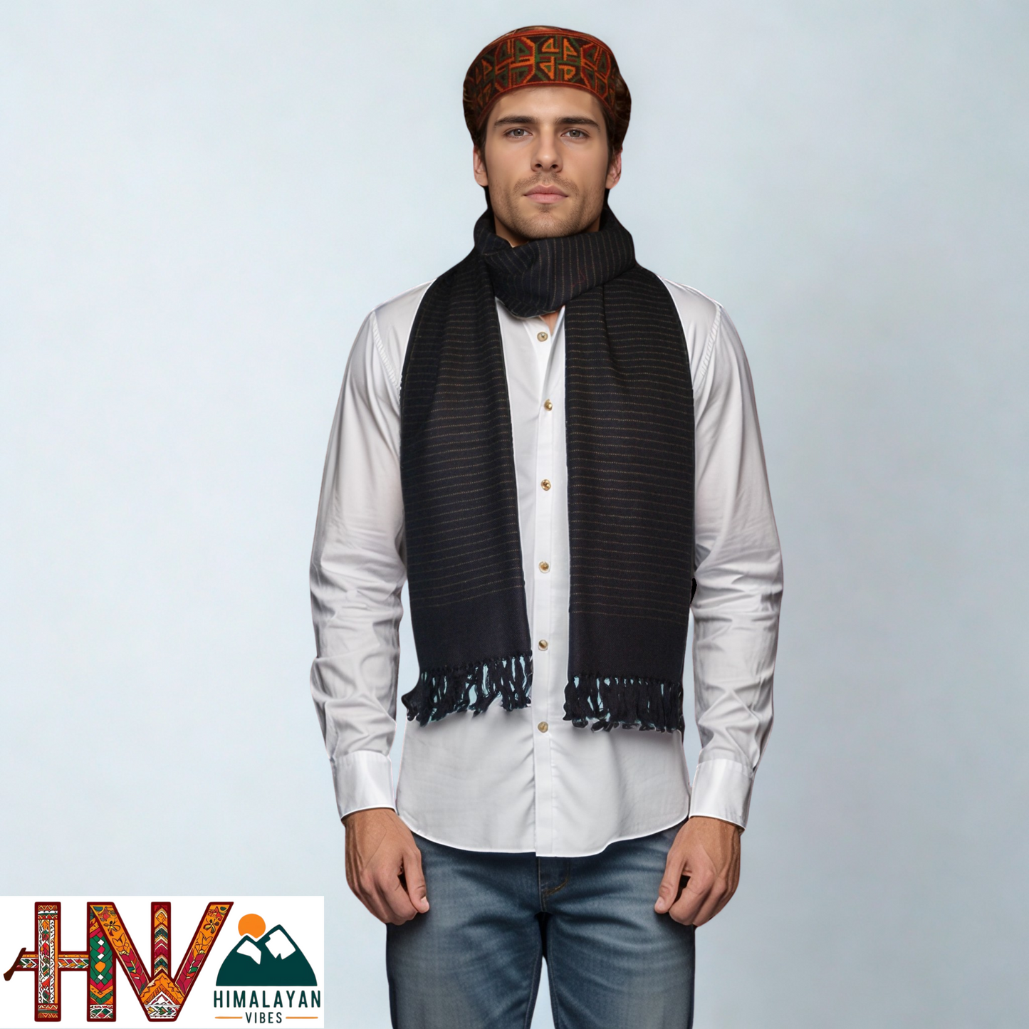 Traditional Kullu Handwoven Blue Muffler – Soft, Durable & Warm Wool Scarf