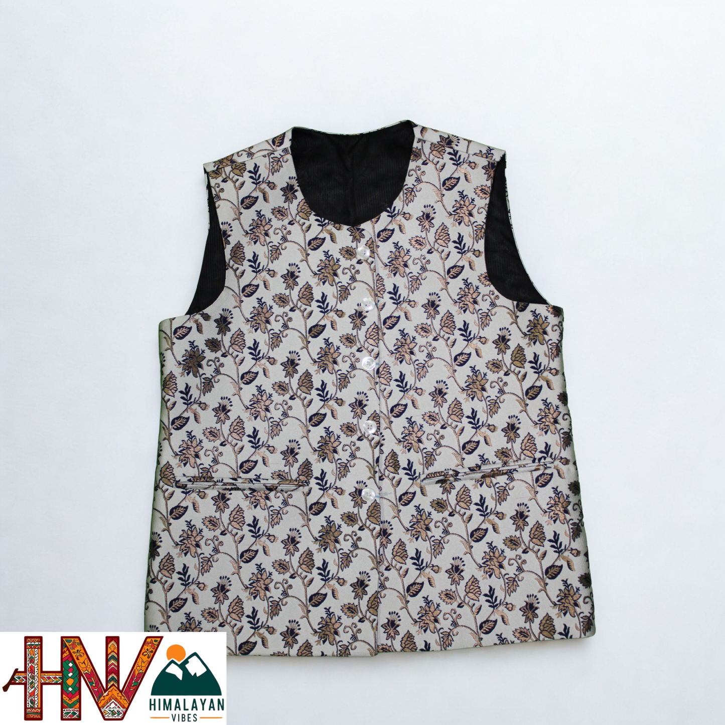 Blue pattern printed Sadri & Indigo Dhatu Combo