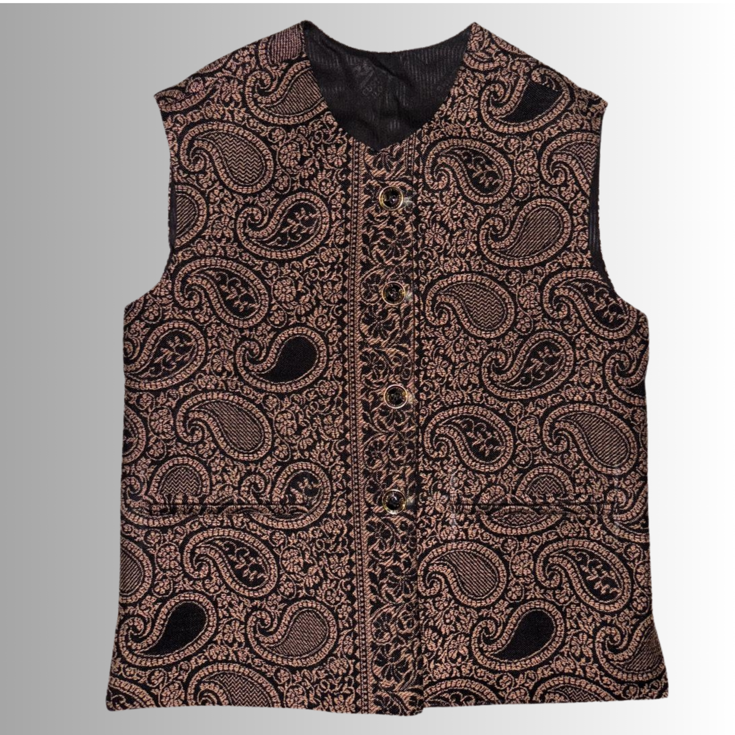 Kids Shawl Black Color Himachali Sadri with Dense floral pattern – Traditional Waistcoat by Himalayan Vibes