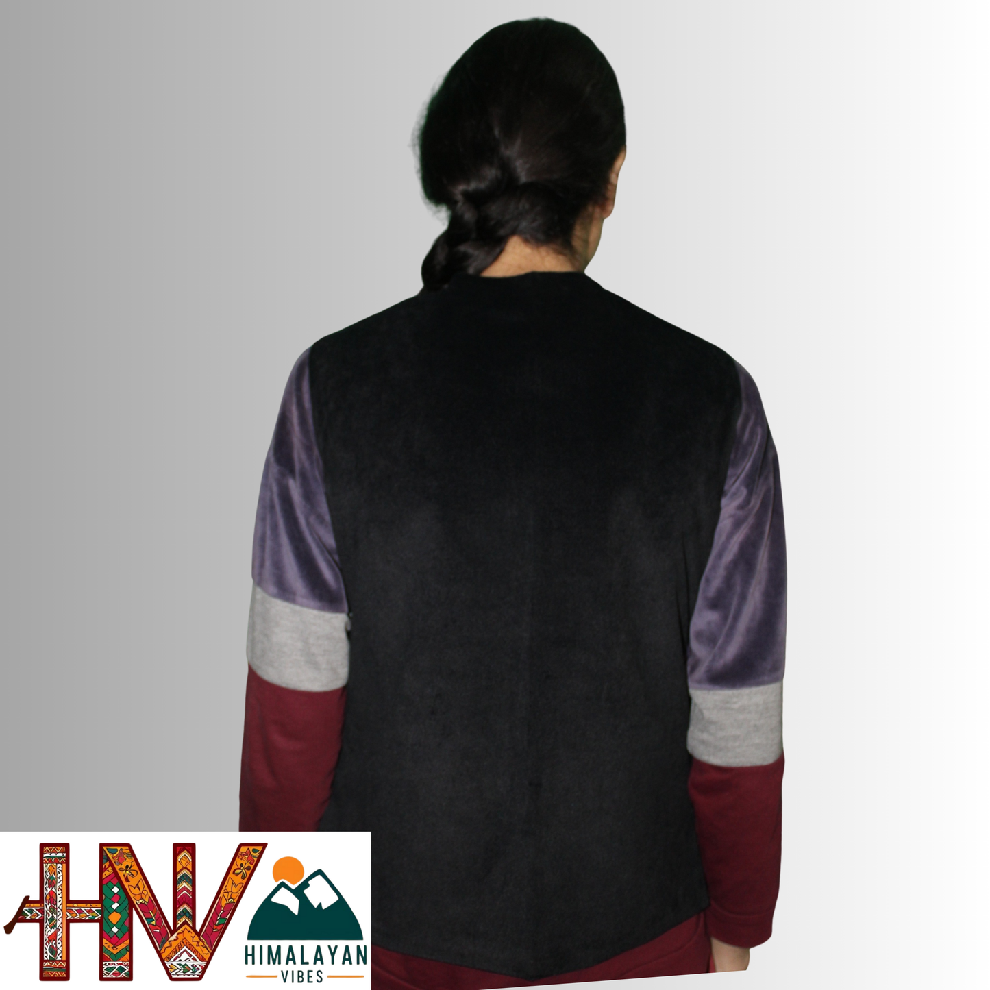 Handcrafted-Simple Embroidered Black Himachali Sadri (Jacket) for Women - Martin Fabric Ethnic Half Jacket with Pockets