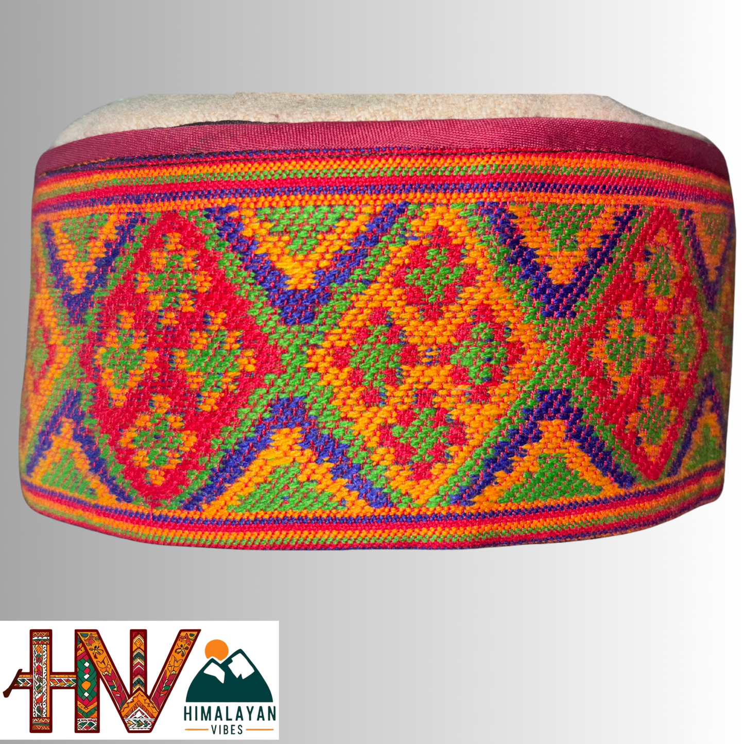Kullu Cap - Economical Handcrafted Woolen Cap with Kullu Patti design By Himalayan Vibes
