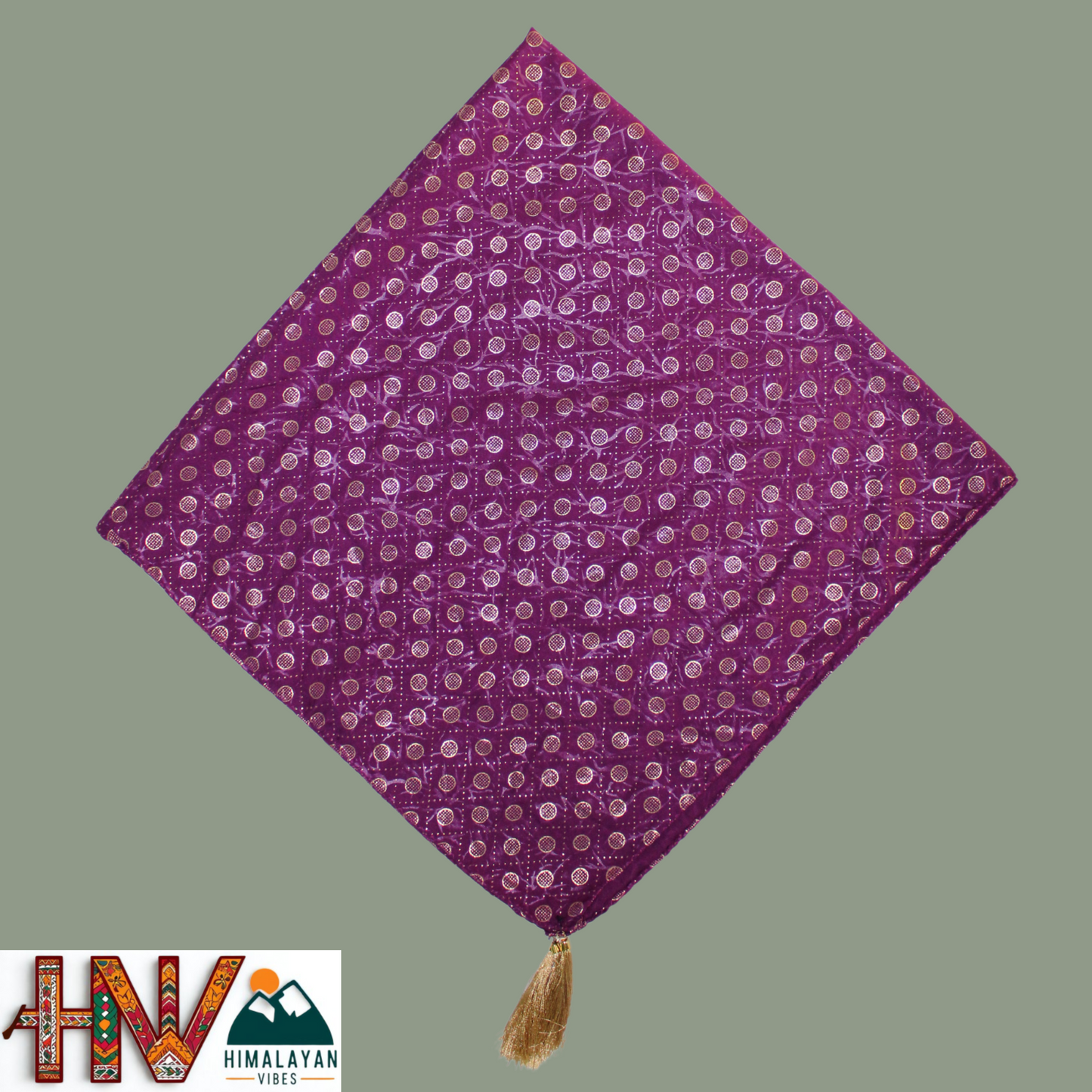 Rubber Print Purple Dhatu Scarf - Artisan-Made Himachal Pradesh Head Wrap