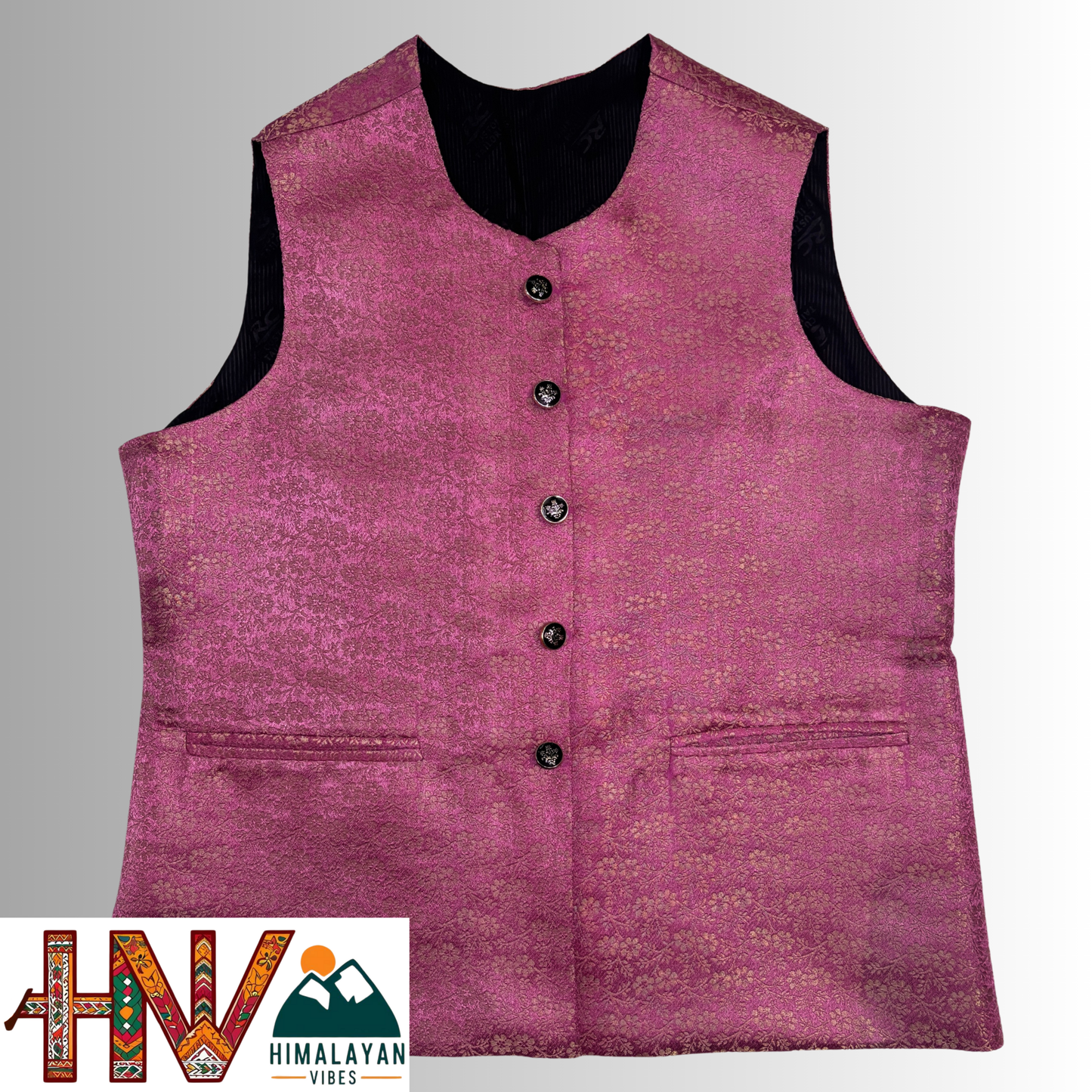Himalayan Vibes Pink Brocade Sadri and Dhatu Combo