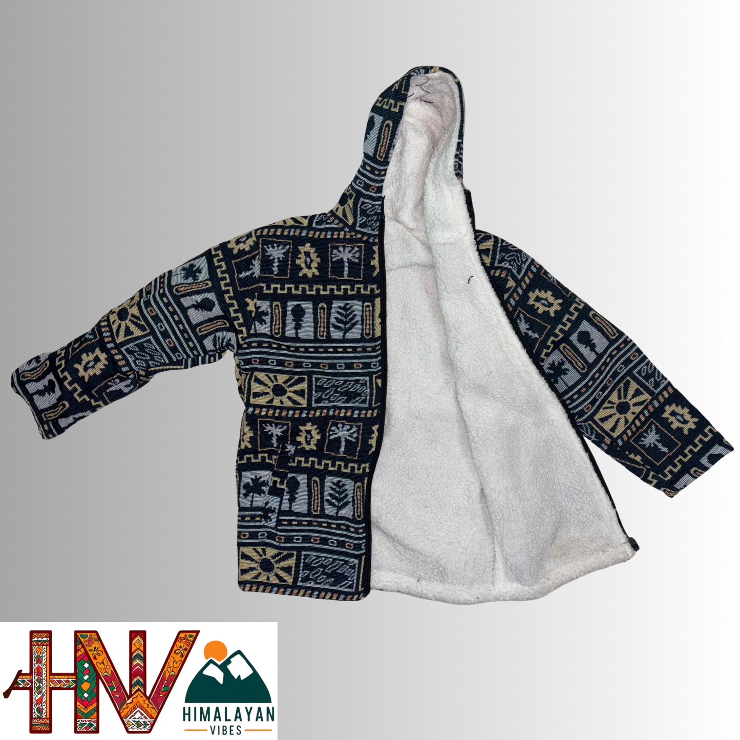 Kids Fur-Lined Blazer Jacket | Warm & Colorful Paisley Winter Coat | Handcrafted Himachali Wear By Himalayan Vibes