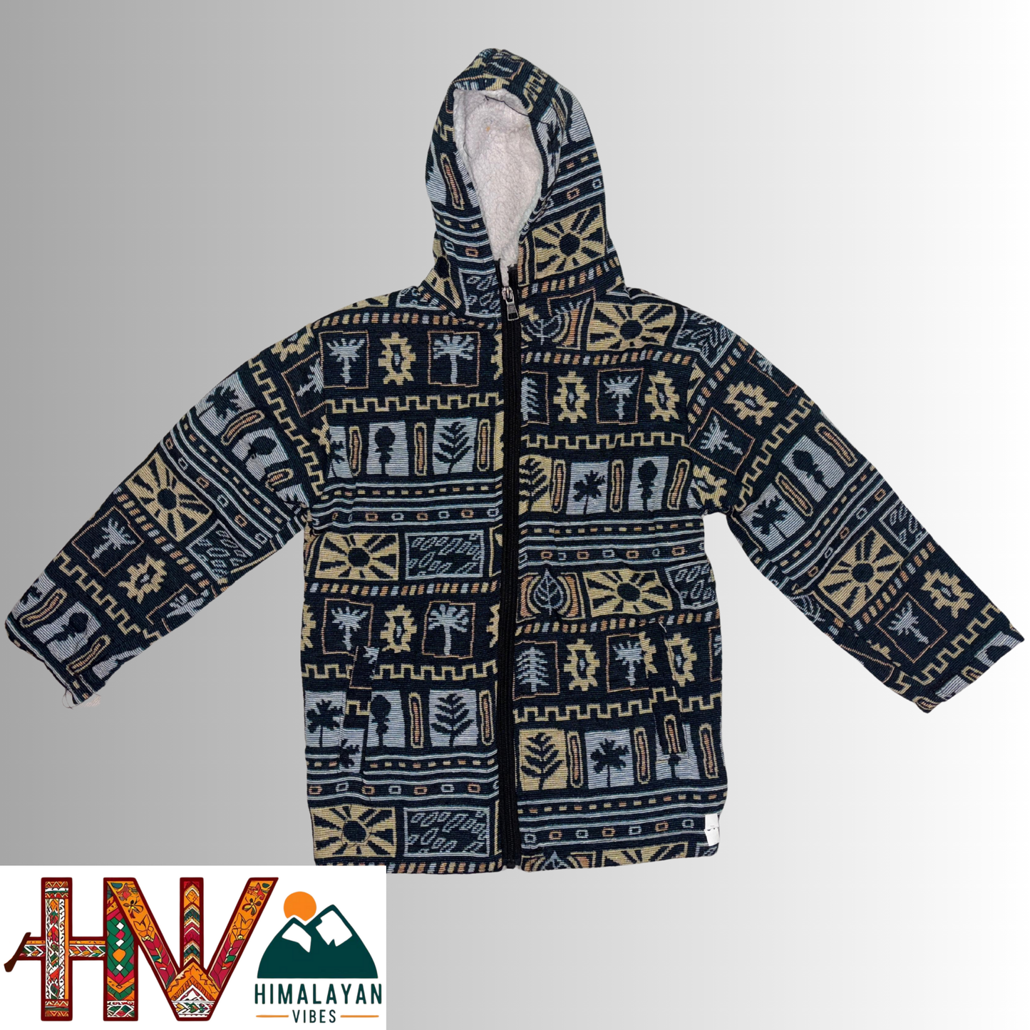 Kids Fur-Lined Blazer Jacket | Warm & Colorful Paisley Winter Coat | Handcrafted Himachali Wear By Himalayan Vibes
