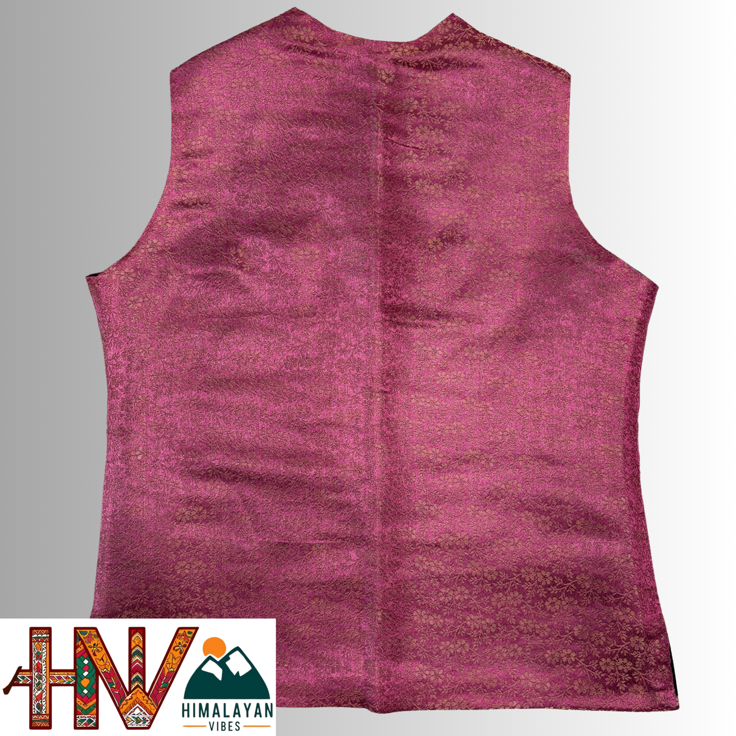 Himalayan Vibes Pink Brocade Sadri and Dhatu Combo