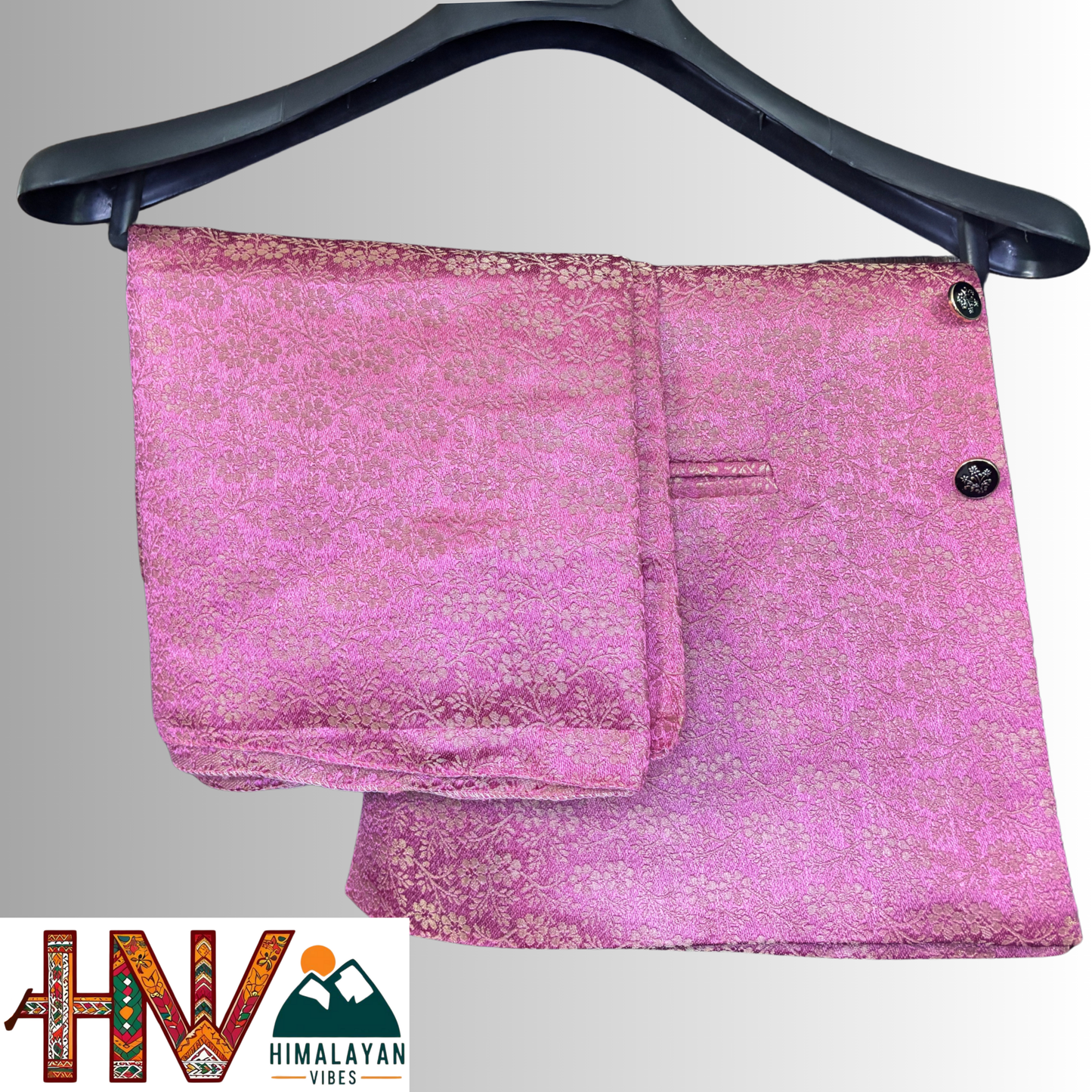 Himalayan Vibes Pink Brocade Sadri and Dhatu Combo