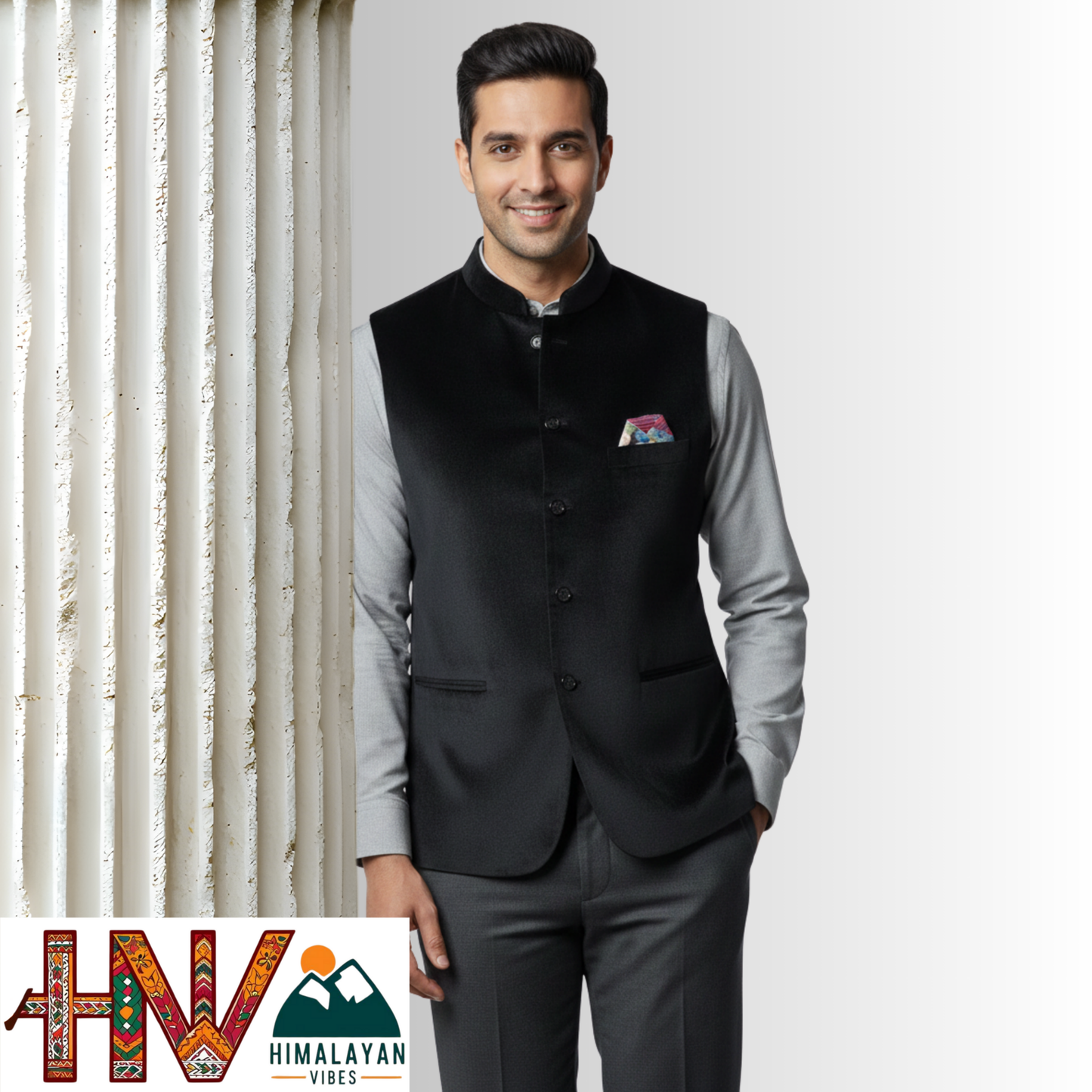 Trendy Sleeveless Black Martin Jacket – Handcrafted in Himachal Pradesh | Occasion & Party Wear