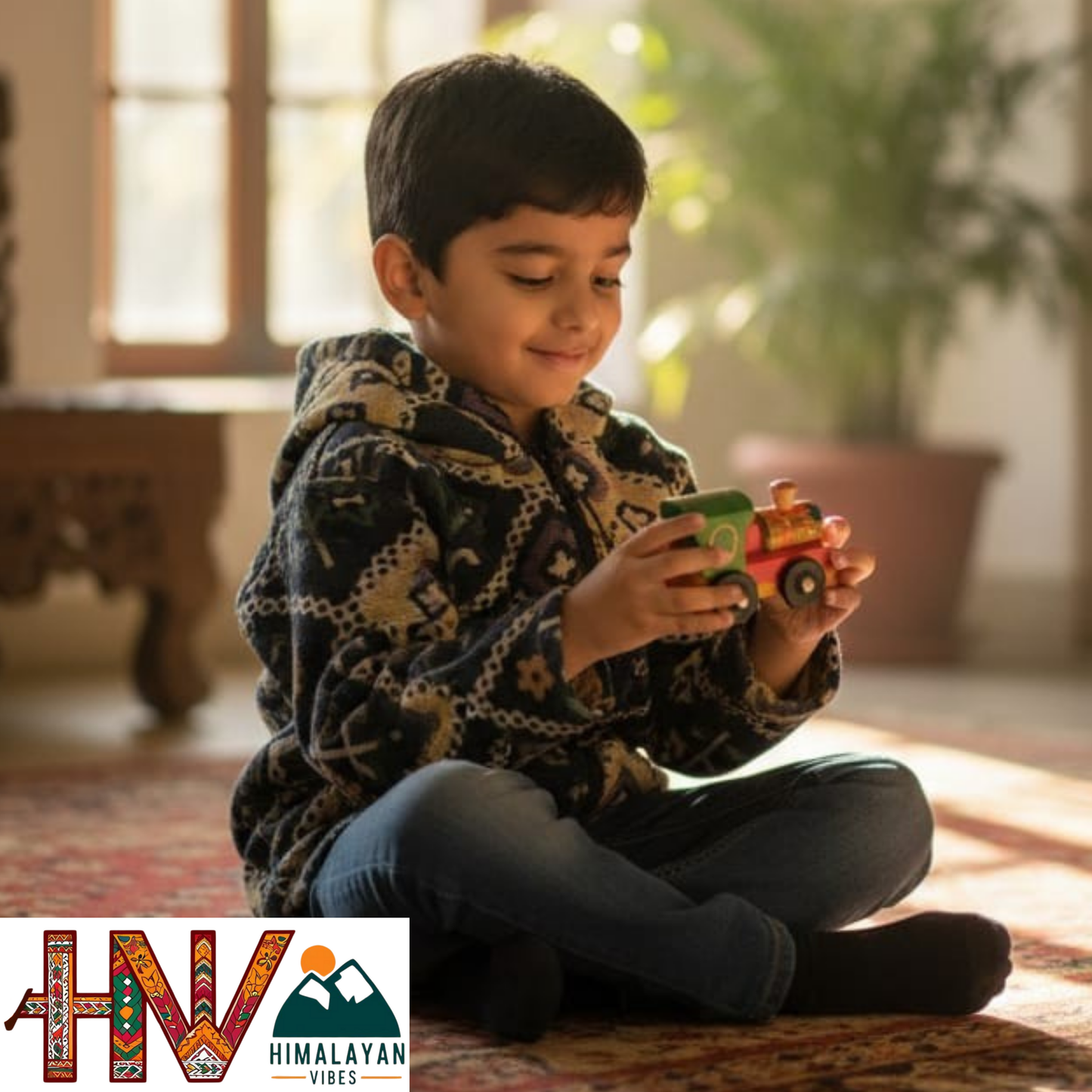 Kids Fur-Lined Blazer Jacket | Warm & Colorful Paisley Winter Coat | Handcrafted Himachali Wear By Himalayan Vibes