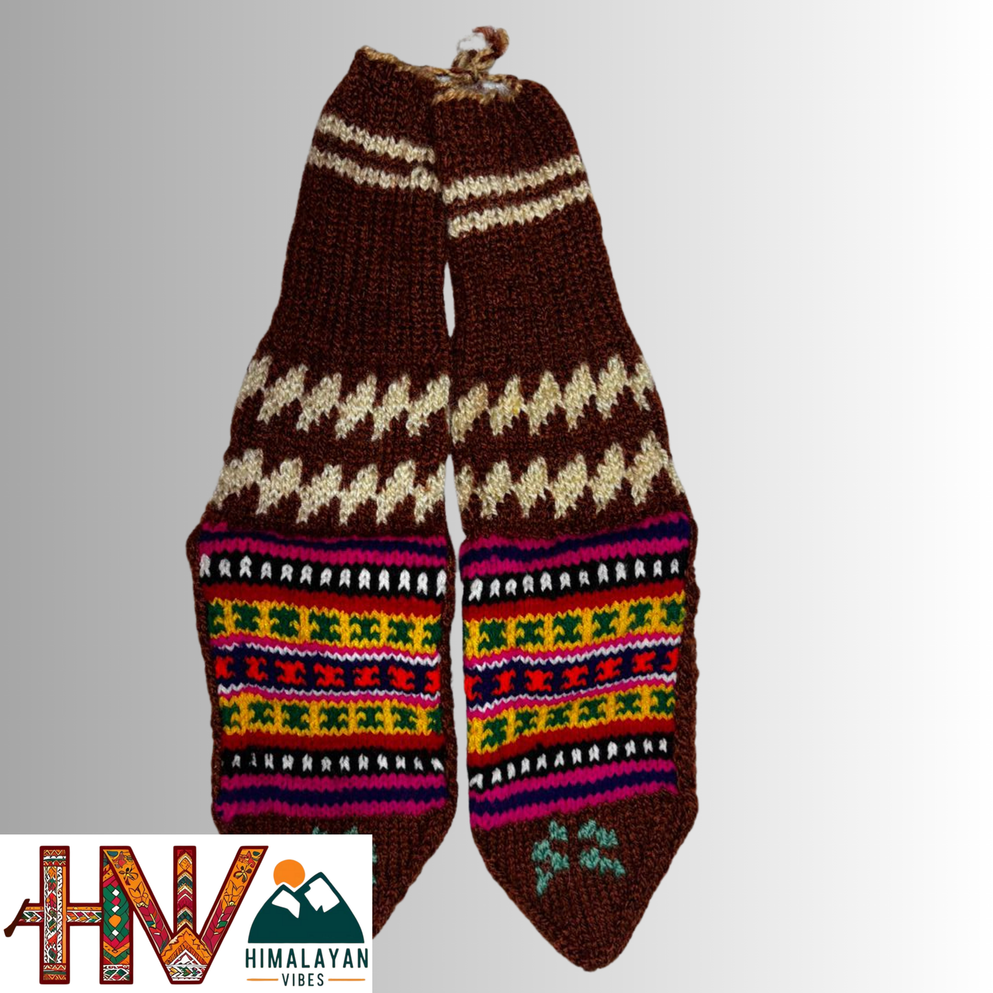 Handwoven Himachali Woolen Socks – Traditional Geometric & Floral Patterns
