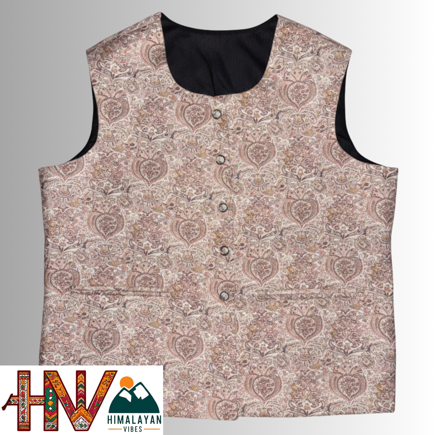 Himalayan Vibes Women's Pashmina Mix - Beige Paisley Print Sadri-Dhatu Combo