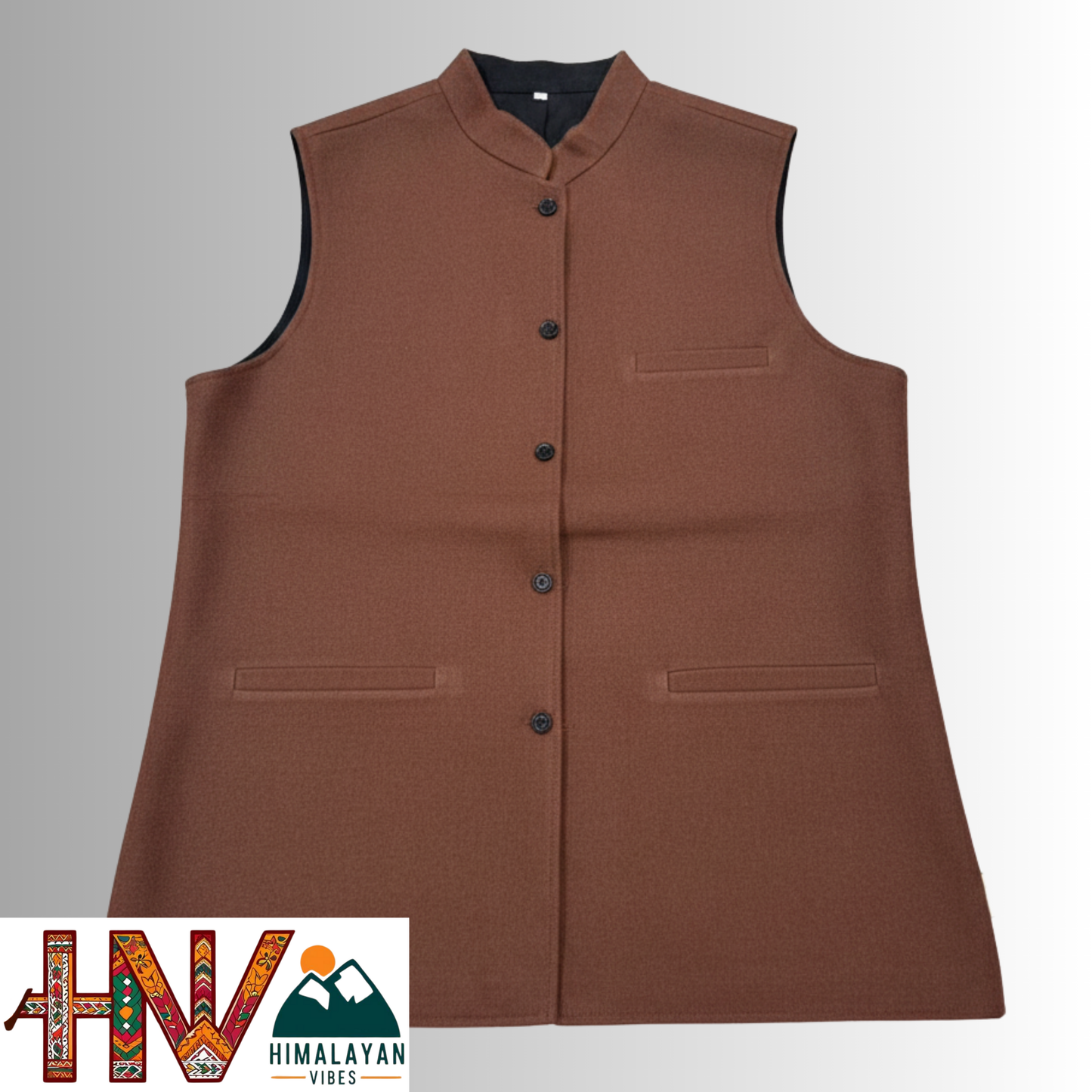 Handcrafted Himalayan Vibes Rust Brown Woolen Nehru Jacket for Men | Traditional Himachali Craft | Stylish Winter & Formal Wear
