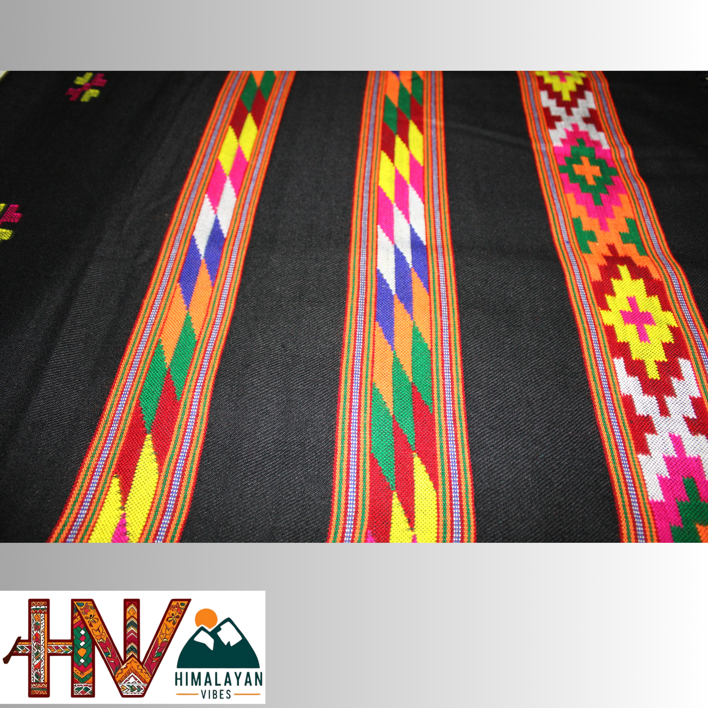 Handwoven Black Kullu Shawl – With Intricate Design 3 Patti & Traditional Himalayan Craftsmanship