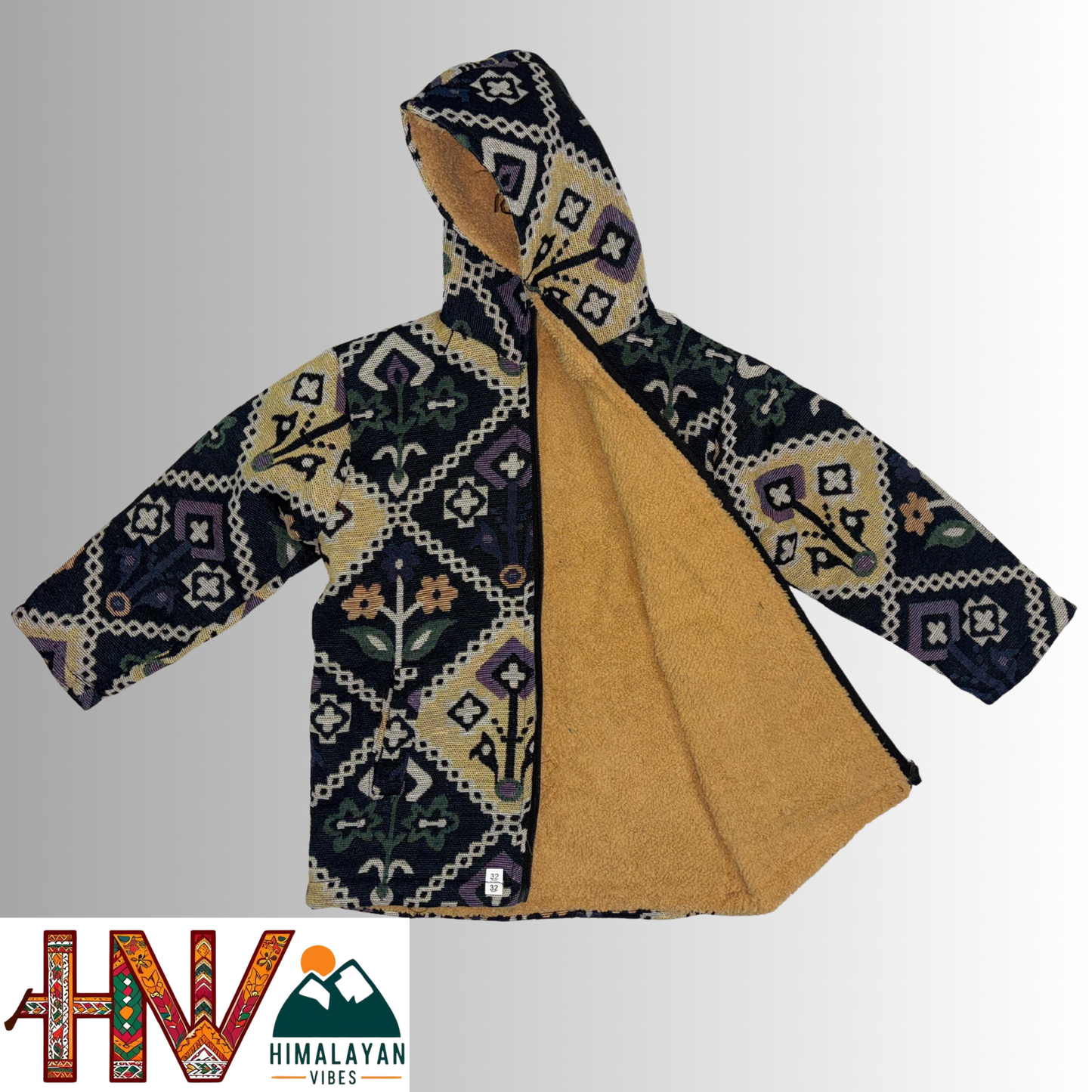 Kids Fur-Lined Blazer Jacket | Warm & Colorful Paisley Winter Coat | Handcrafted Himachali Wear By Himalayan Vibes