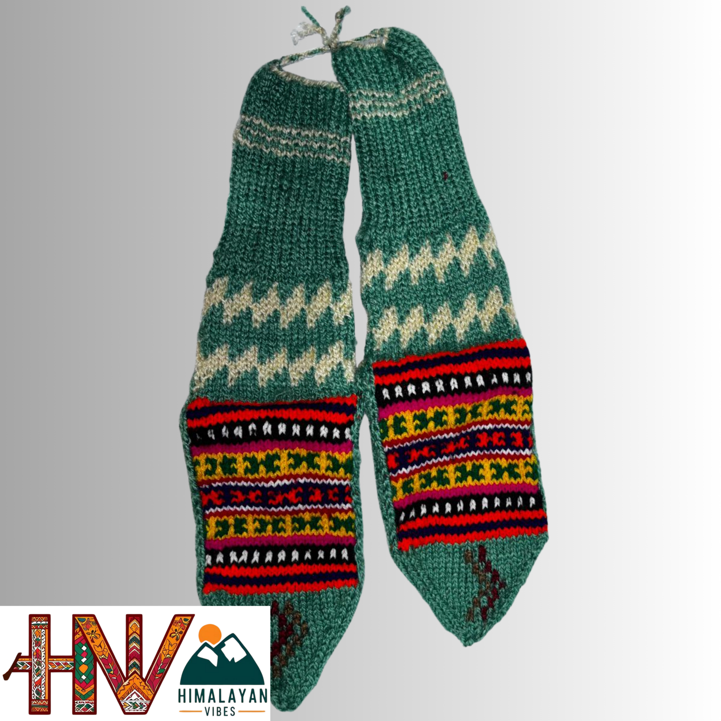 Handwoven Himachali Woolen Socks – Traditional Geometric & Floral Patterns